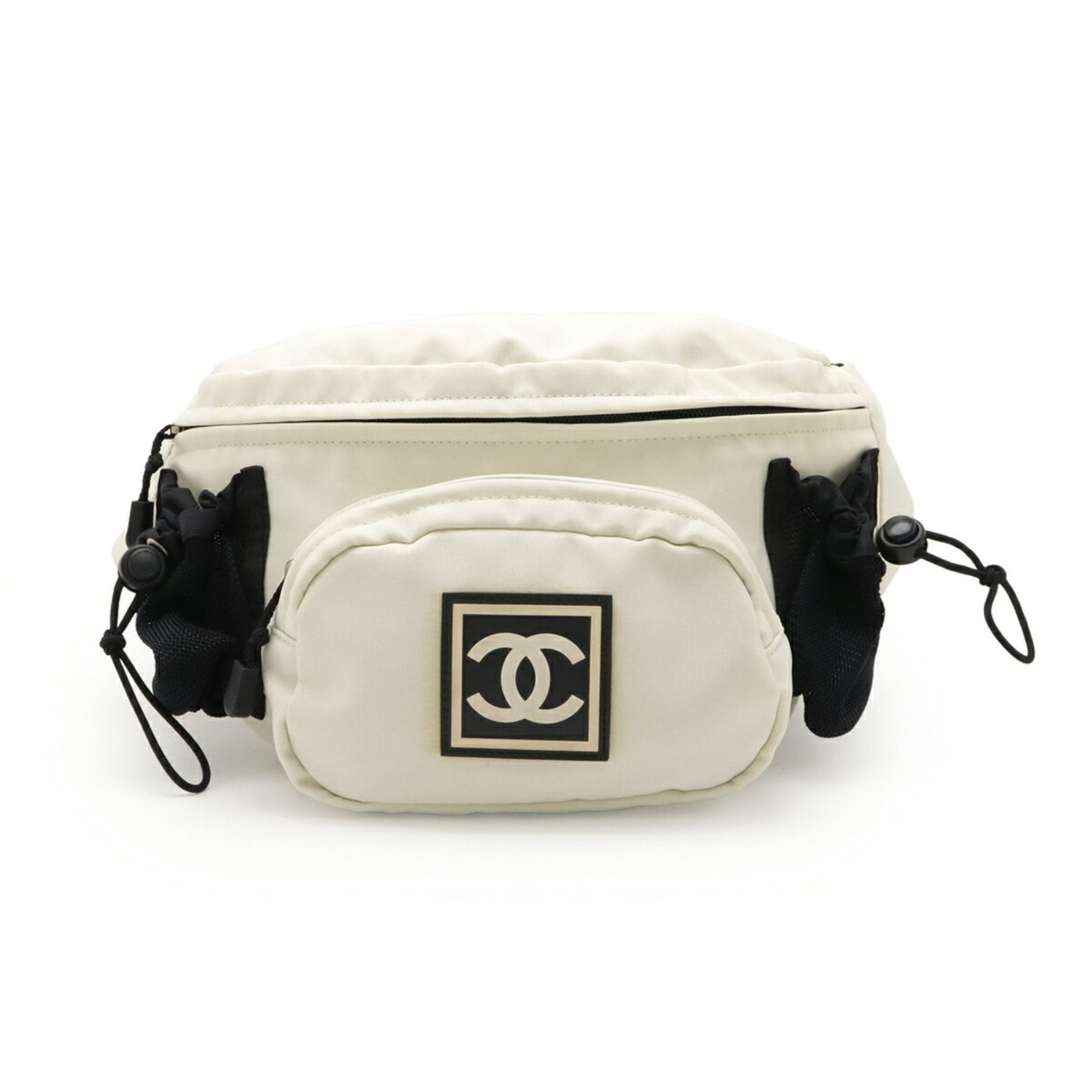 CHANEL Sport Line Waist Pouch, Bag, Body Coco Mark, Nylon, White, Black