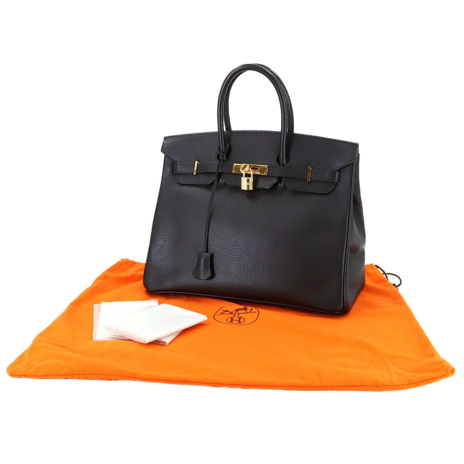 Hermes Birkin 35 Ardennes Black Handbag G Stamp Gold Hardware