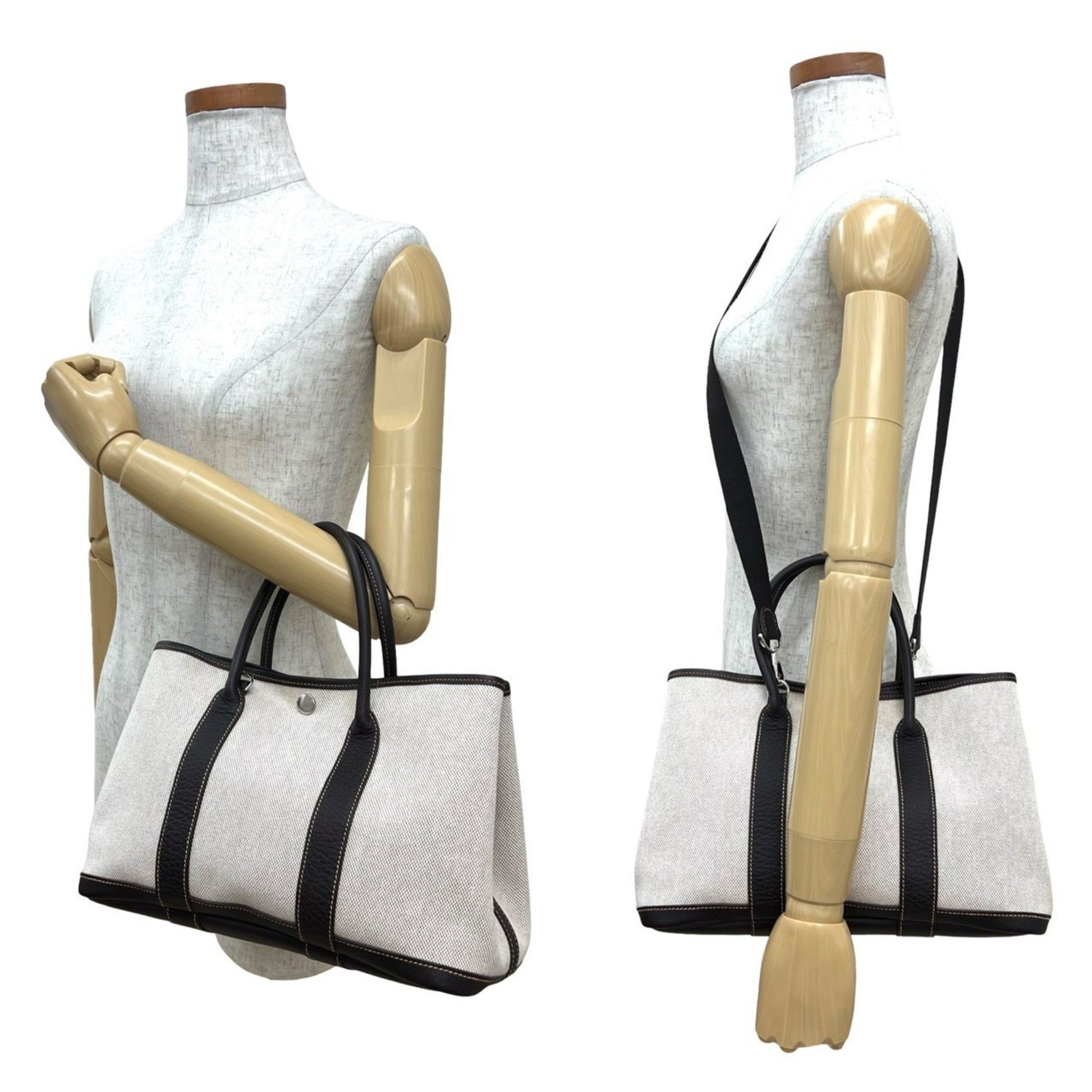 □I engraved HERMES Garden Party TPM Toile H handbag, tote bag, shoulder bag