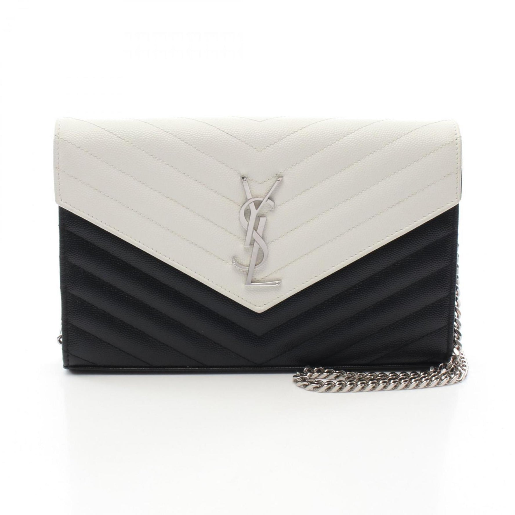 Saint Laurent Cassandra Classic Shoulder Bag Leather Women's White Black