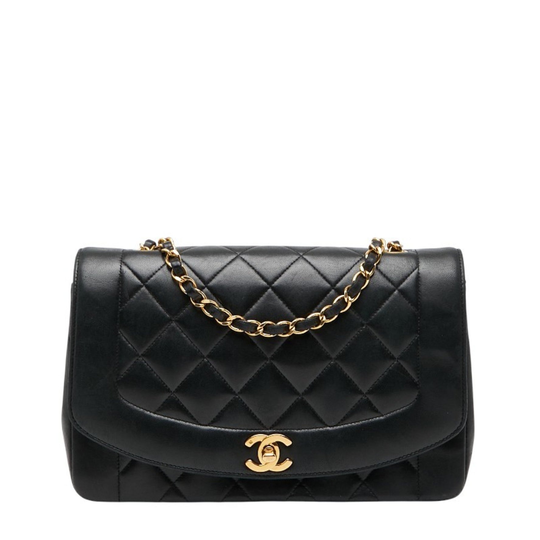 CHANEL Coco Mark Matelasse 25 Diana Chain Shoulder Bag, Lambskin, Model 1