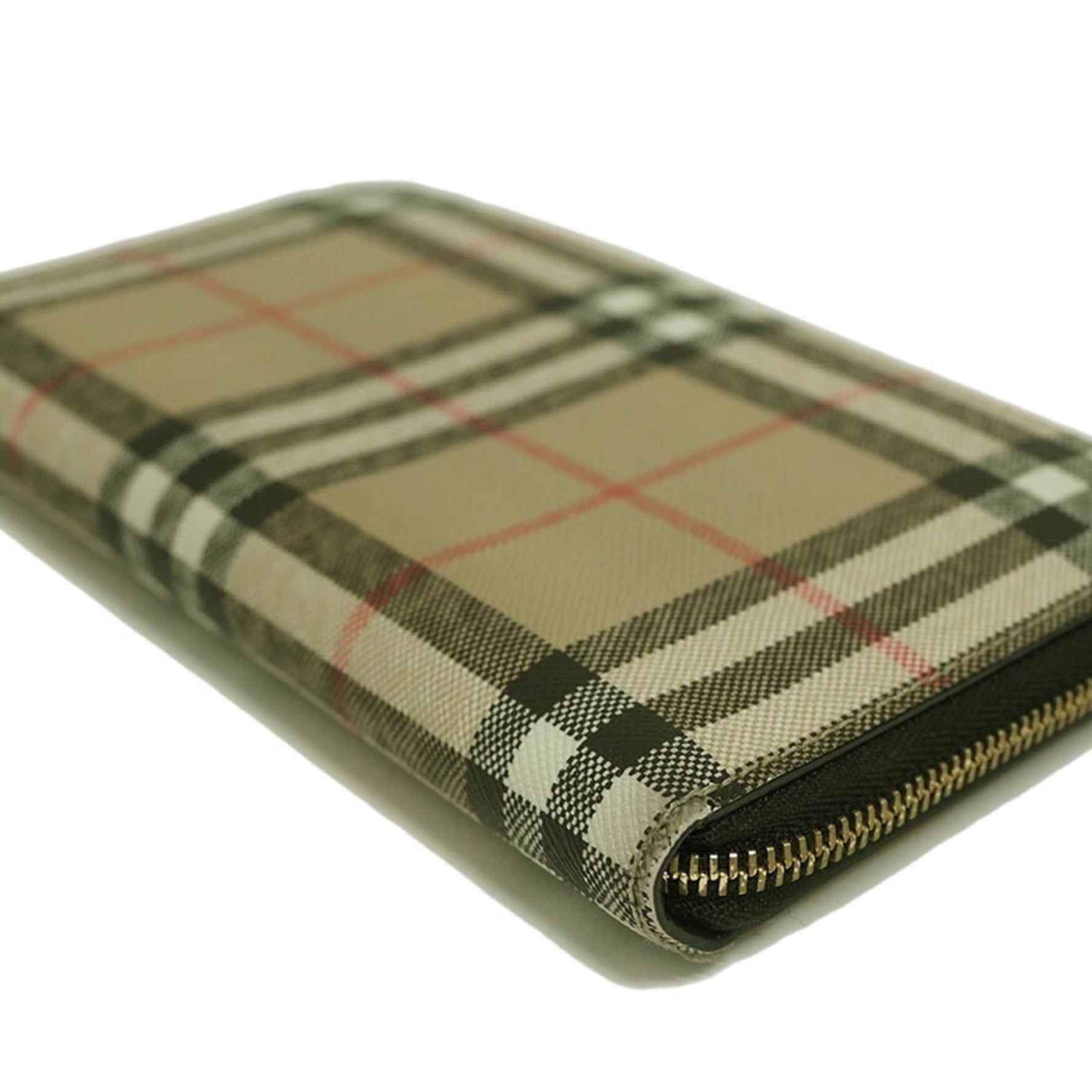 Burberry Check Round Long Wallet PVC Leather Women's BURBERRY