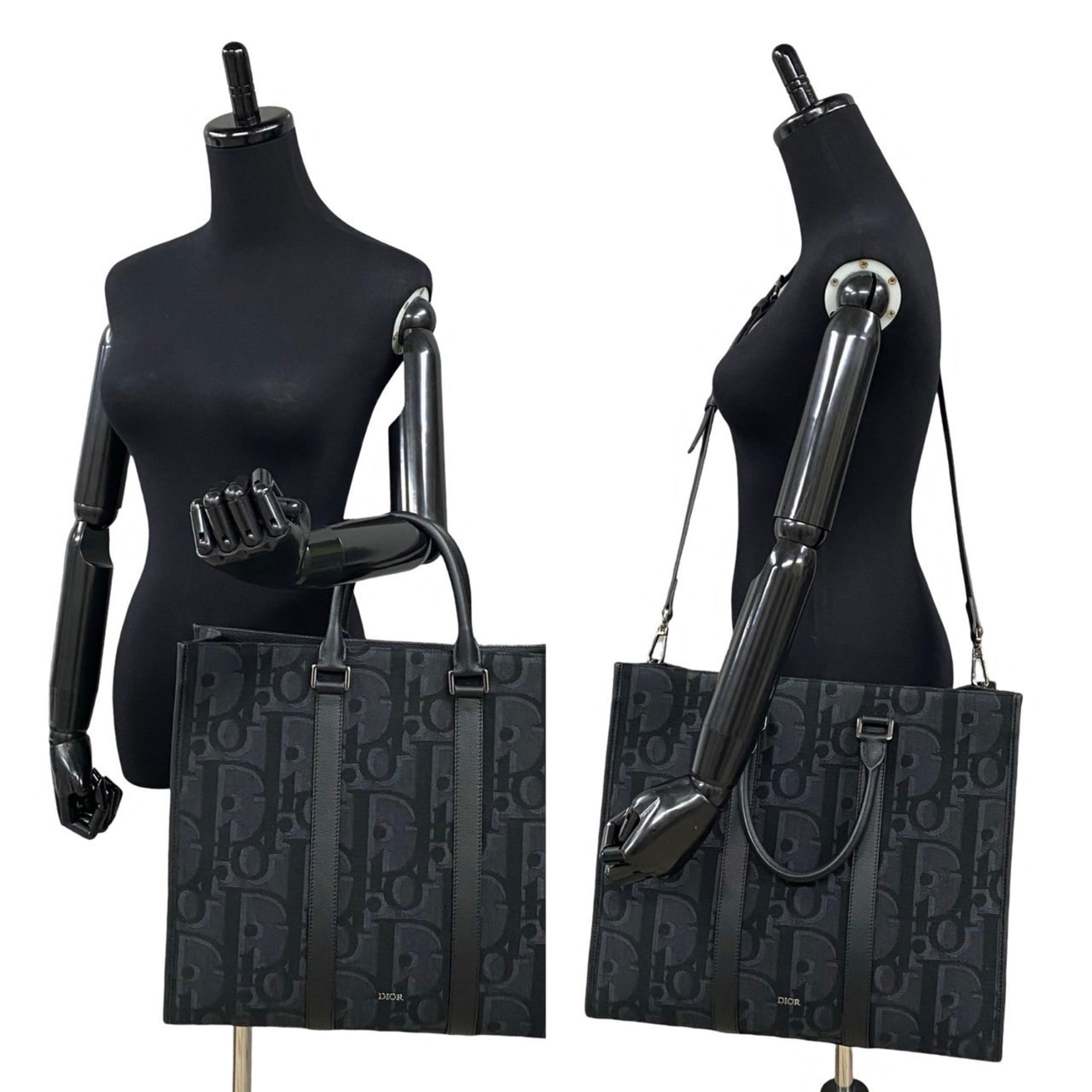 Christian Dior East West Trotter Leather and Canvas Tote Bag, Size Fits Sizes