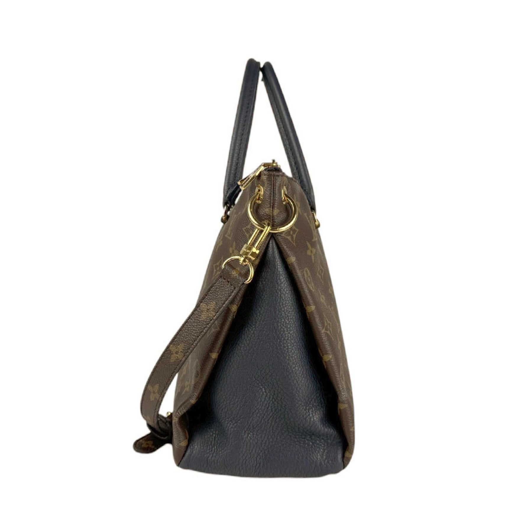 Louis Vuitton Handbag Shoulder Bag Monogram Pallas Canvas Brown Navy Gold