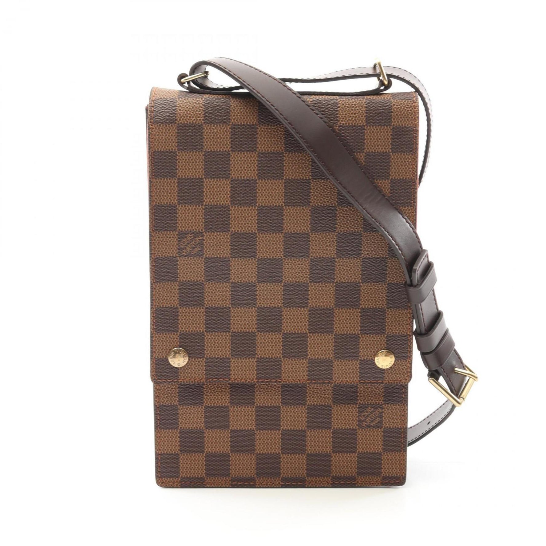 Louis Vuitton Portobello Shoulder Bag Coated Canvas Leather Damier Brown