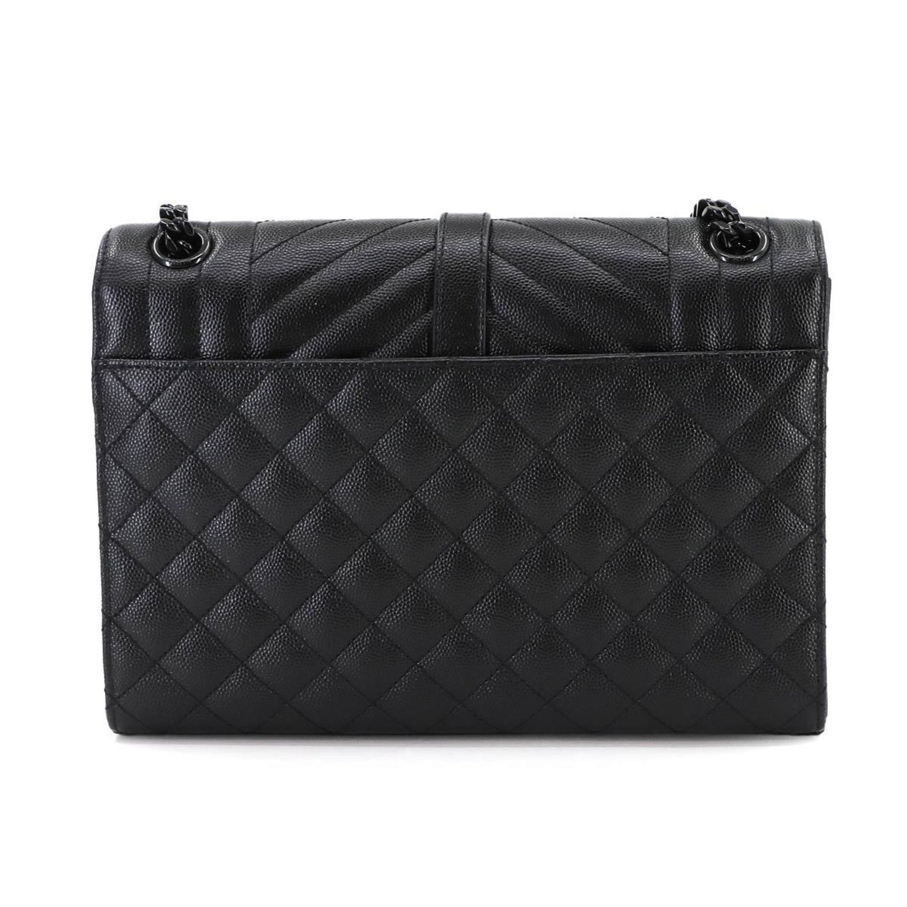 Saint Laurent Envelope Medium Chain Shoulder Bag in Leather Noir