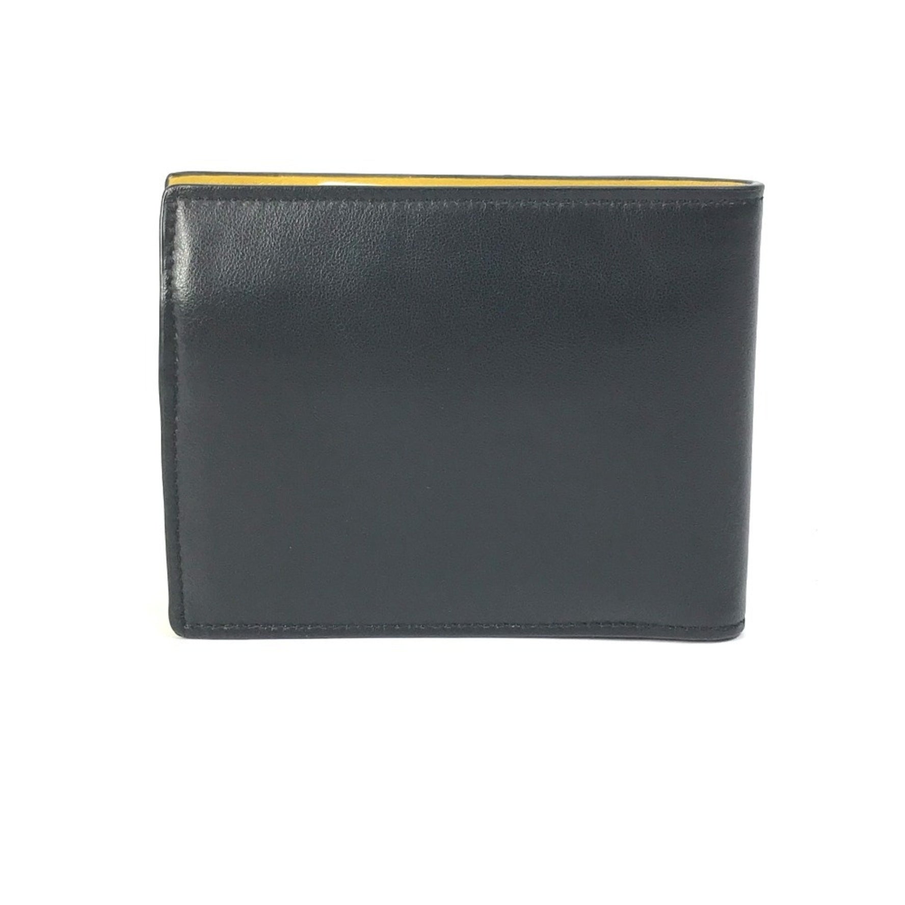 FENDI Logo Bifold Wallet Leather Black and Yellow