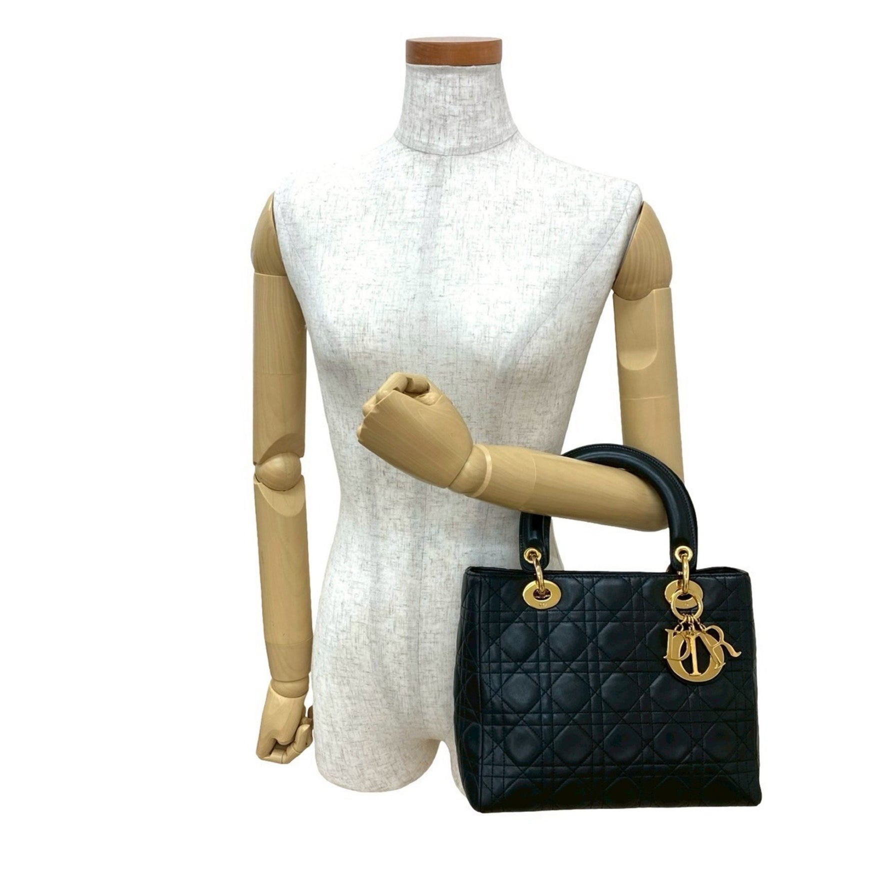 Christian Dior Lady Cannage Leather Handbag Tote Bag
