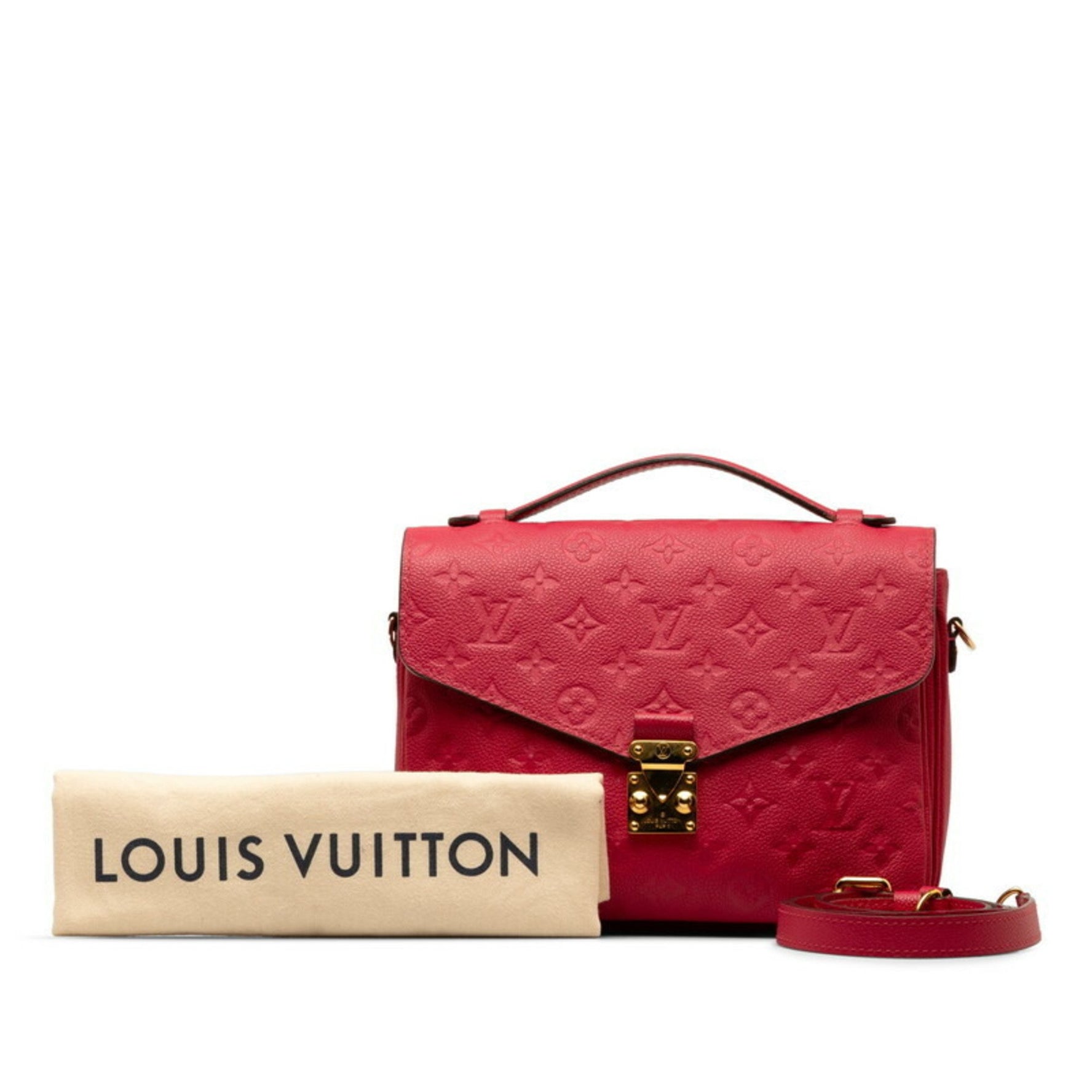 Louis Vuitton Monogram Empreinte Pochette Metis MM Handbag Shoulder Bag Pink Calfskin