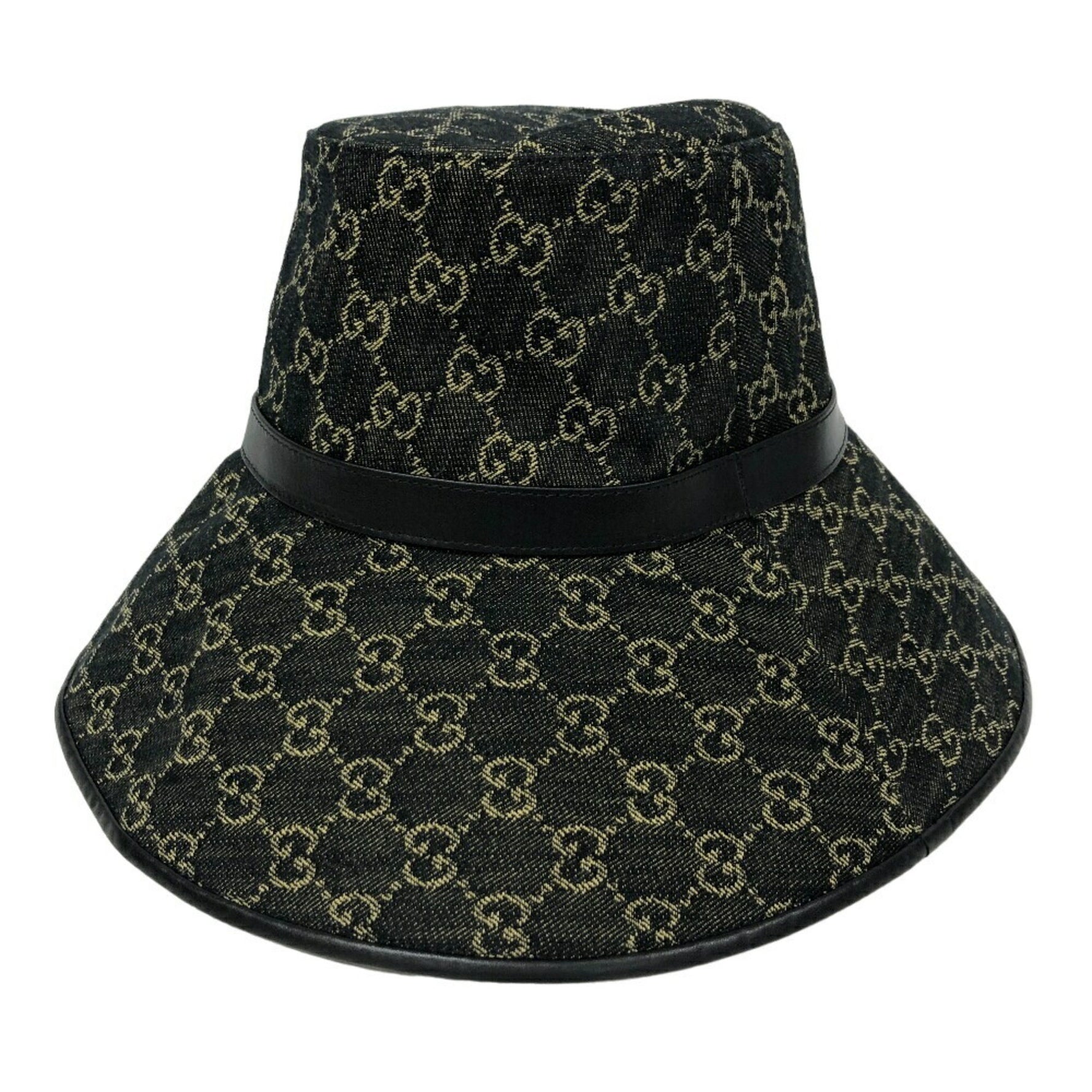 GUCCI GG Jacquard Denim M 57 Hat Black Unisex