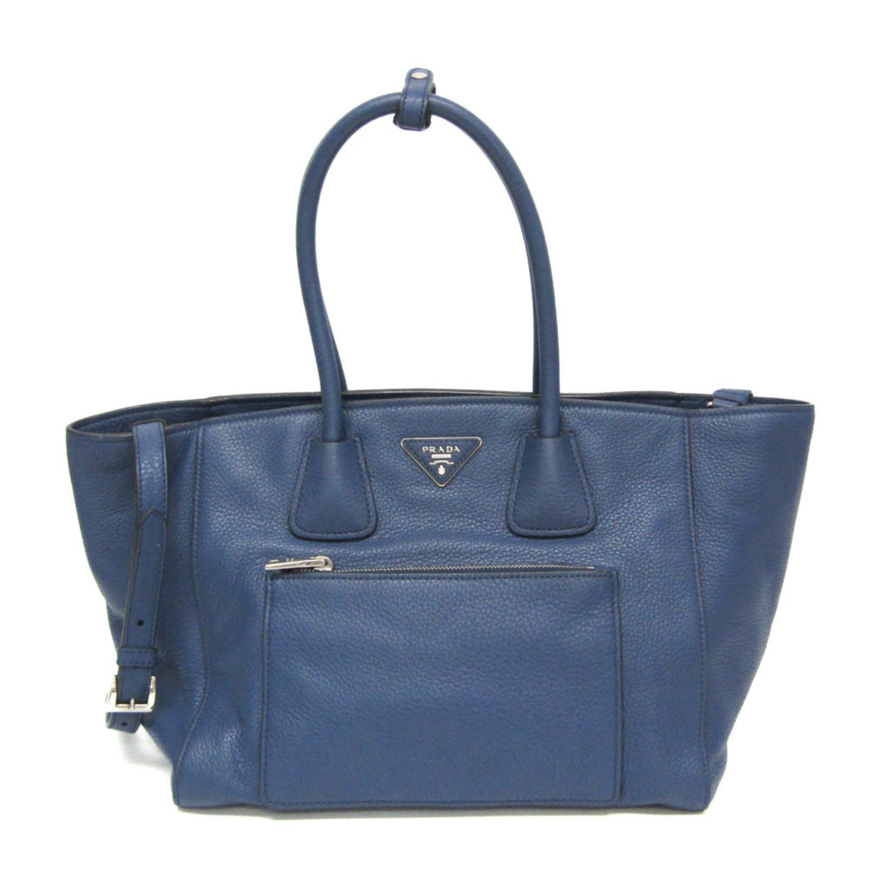 Prada VITELLO PHENIX BN2795 Women's Leather Handbag,Shoulder Bag Blue
