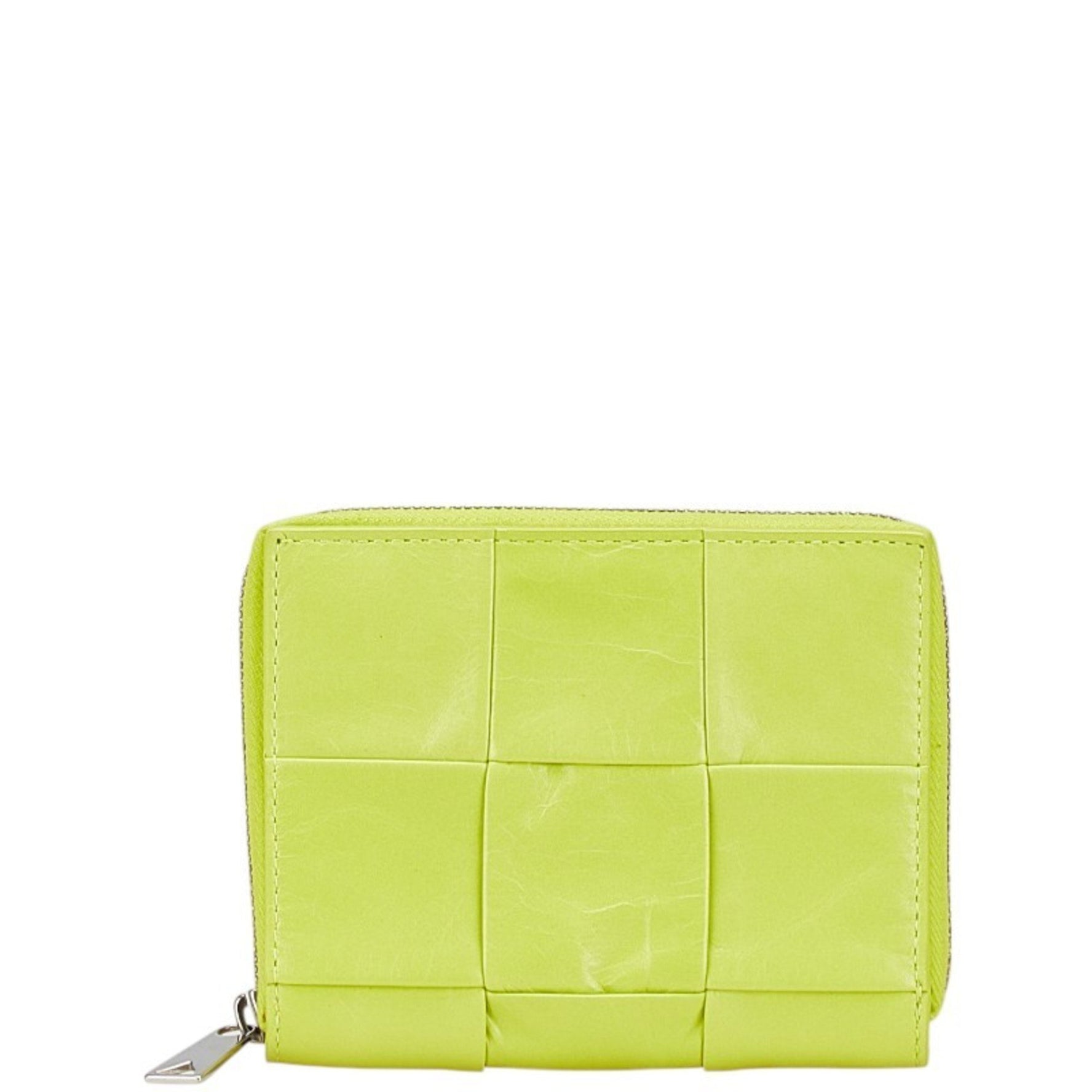 Bottega Veneta Maxi Intrecciato Bi-fold Wallet Light Green Leather BOTTEGAVENETA