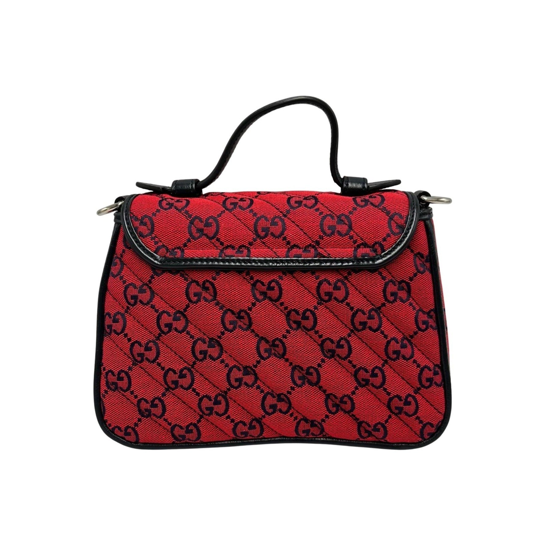 Gucci GG Marmont 2-way shoulder bag 583571, canvas and leather, red dark navy, women's