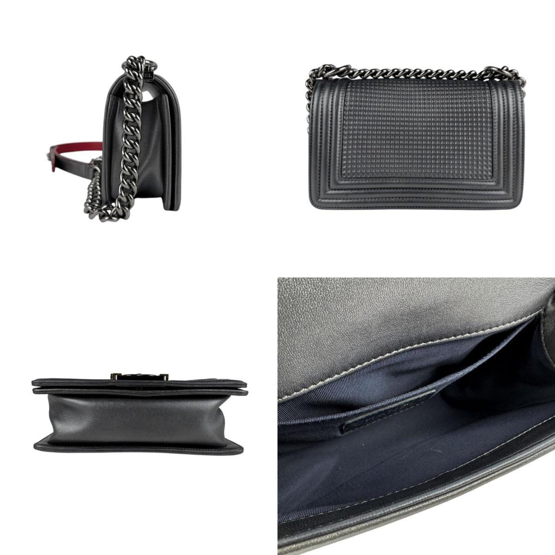 CHANEL Boy Shoulder Bag in Metallic Gray Leather