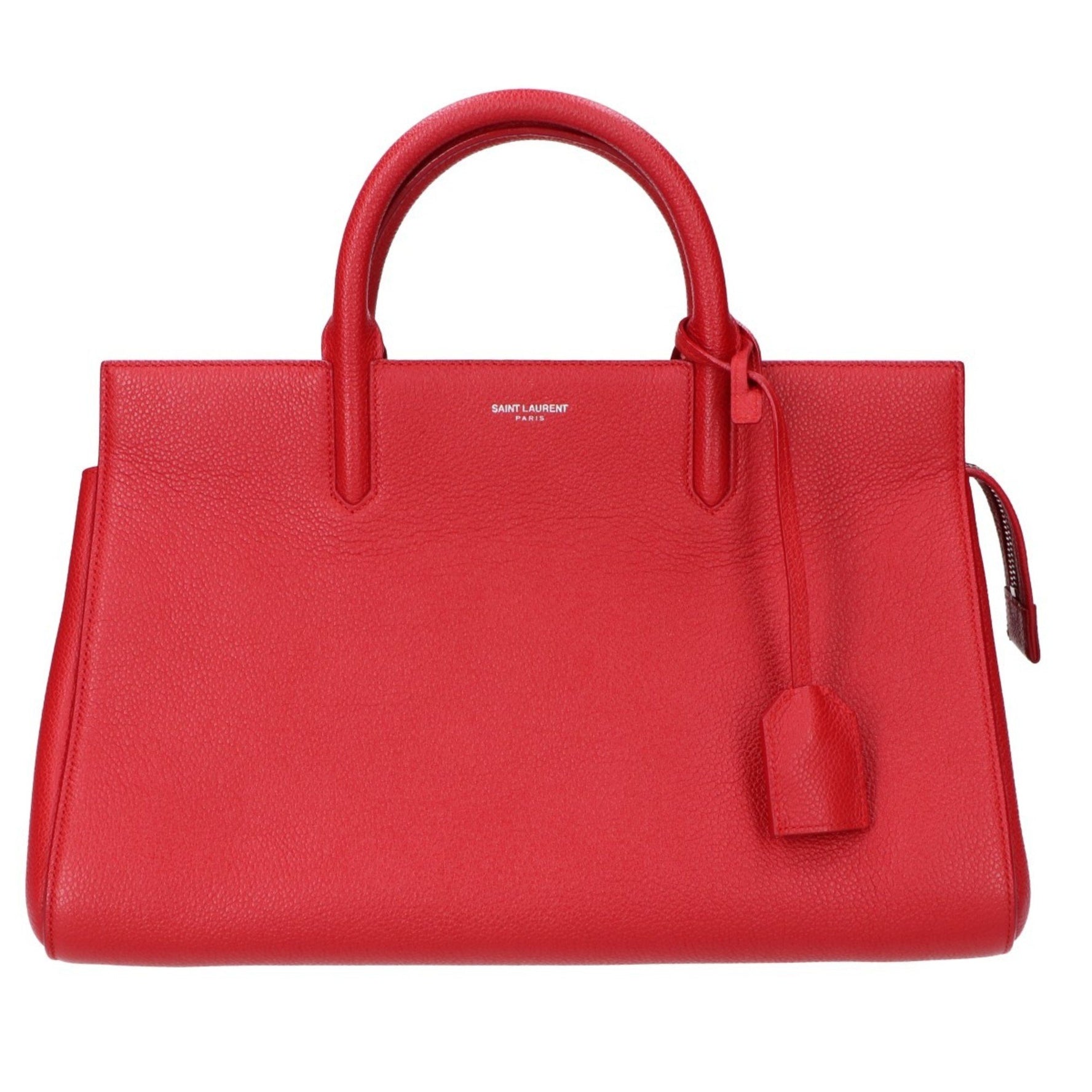SAINT LAURENT Cabas Rive Gauche Handbag, Red