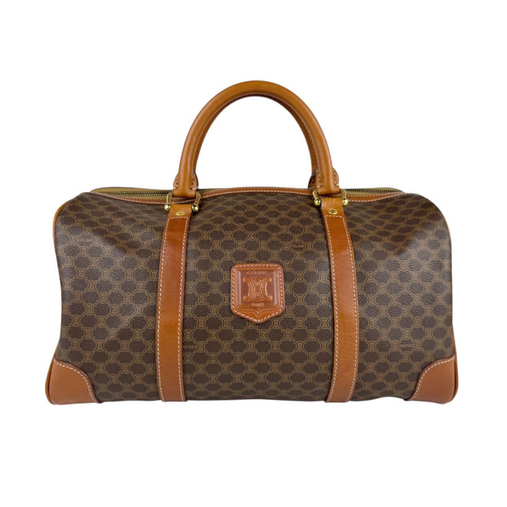 Celine Boston bag in brown Macadam coated canvas for men and women, z6577