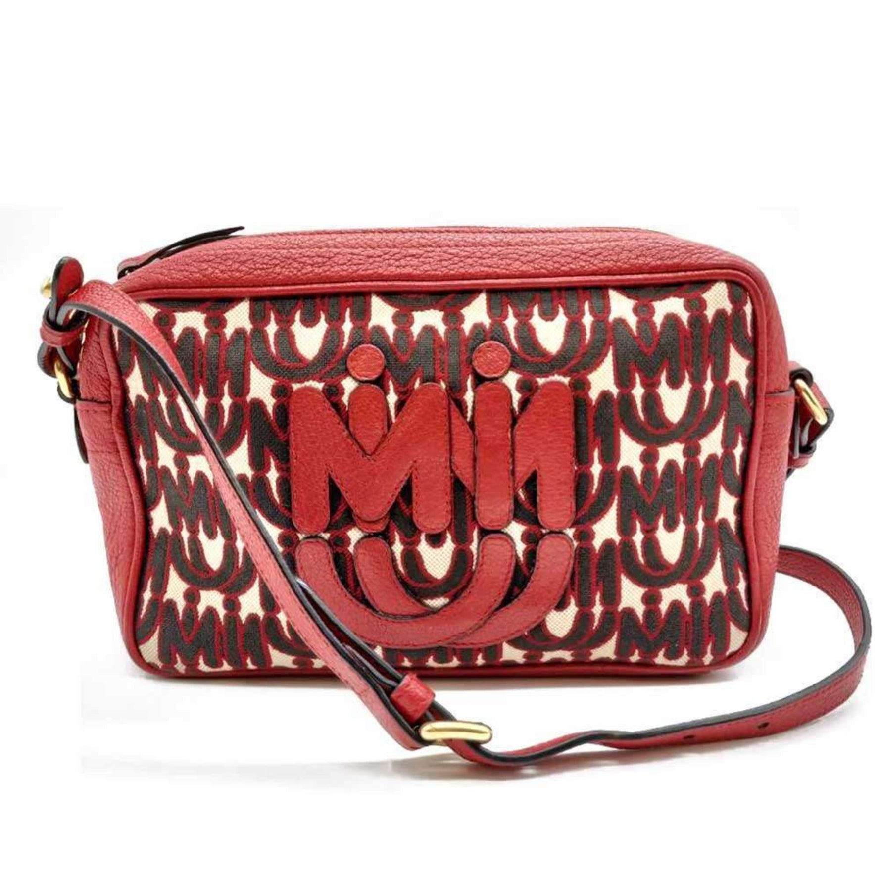 Miu Miu Miu Madras Shoulder Bag, MM Paris Collaboration, Red, Canvas and Leather, miumiu