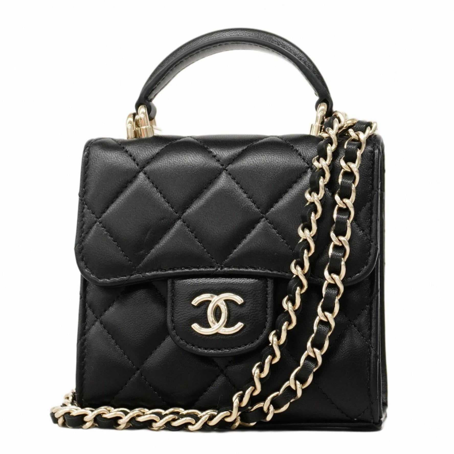 Chanel Matelasse Shoulder Bag with Chain, Lambskin, and Champagne