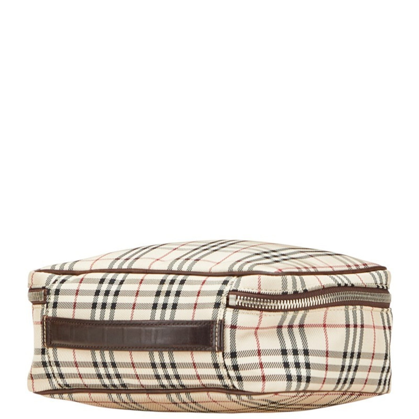 Burberry Nova Check Handbag/Cosmetic Pouch in Beige and Multicolor Canvas Leather.