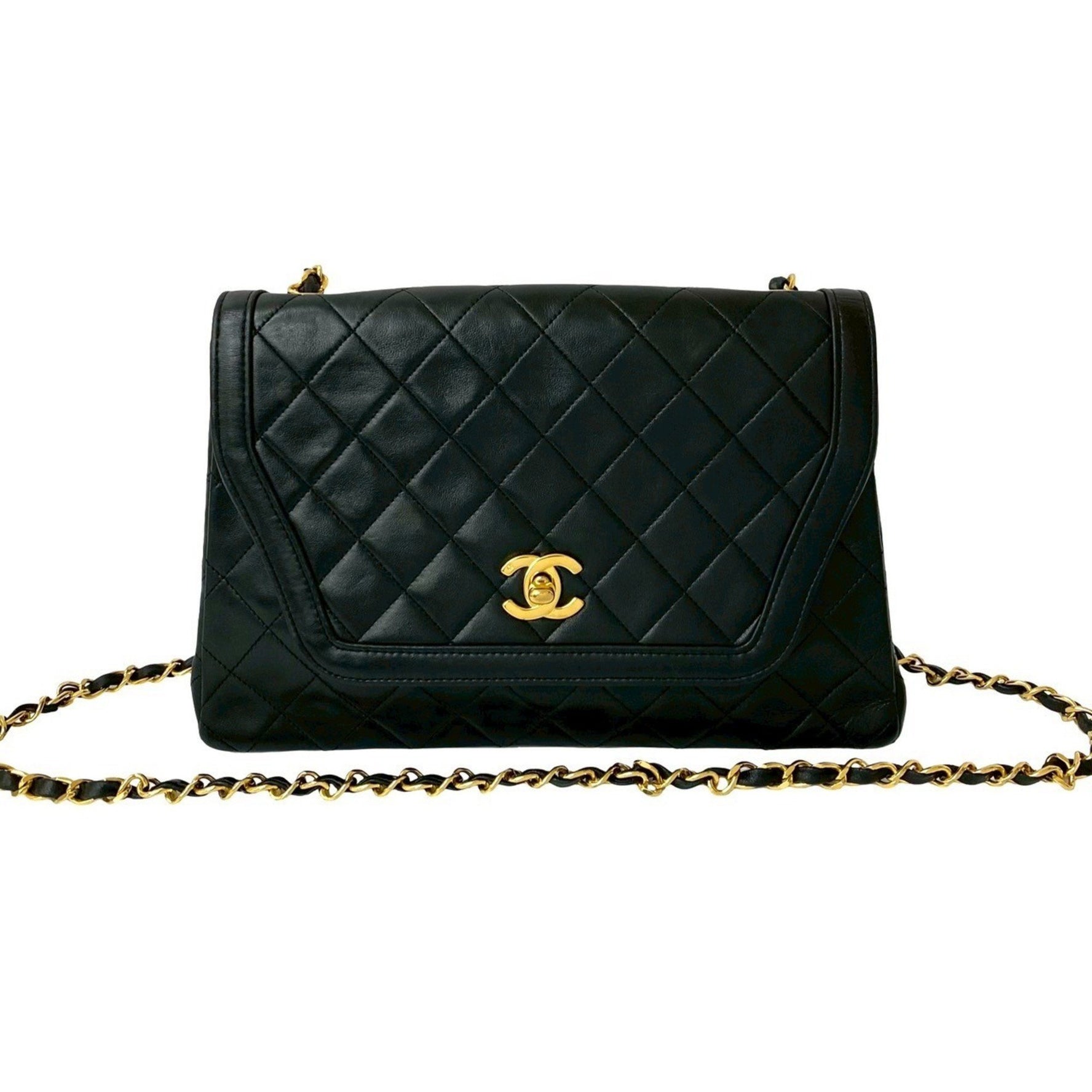 CHANEL Matelasse Coco Mark Lambskin Leather Chain Shoulder Bag