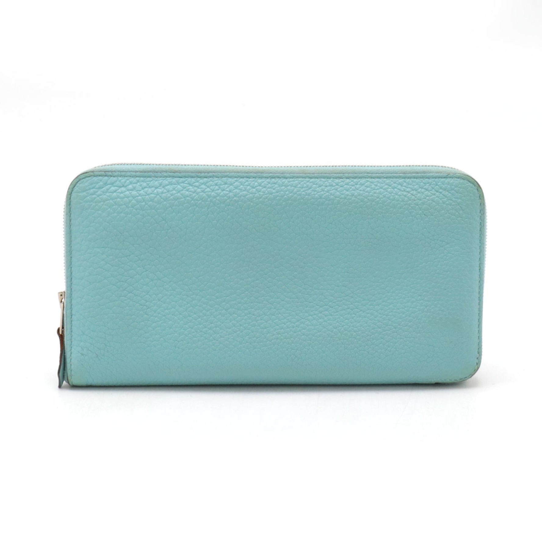 HERMES Azap Long Classic Simplify Round Wallet Taurillon Clemence Blue Atoll X Stamp