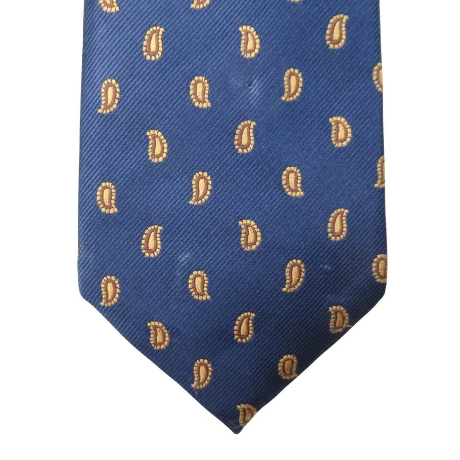 GUCCI Paisley Pattern Necktie Silk Twill All-over Regular Tie Blue