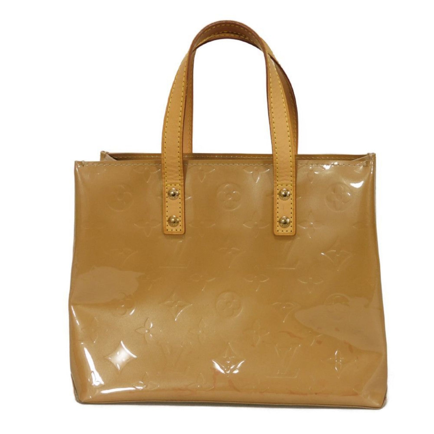 Louis Vuitton Reed PM Tote Bag, LV Flower Patent Handbag, Monogram Vernis Bag