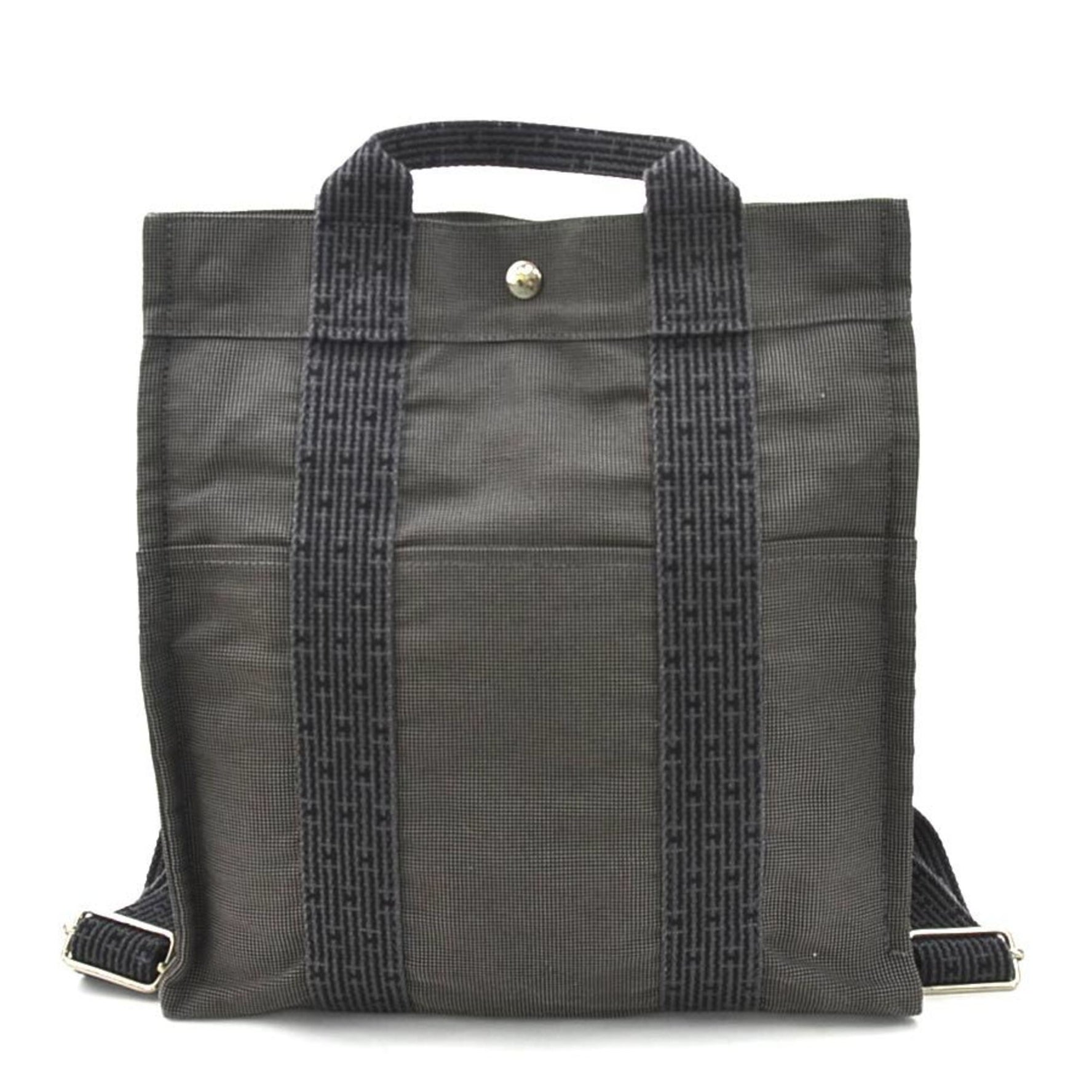 Hermes HERMES Rucksack Backpack Air Line Canvas Dark Gray Silver Men's Women's w0918g