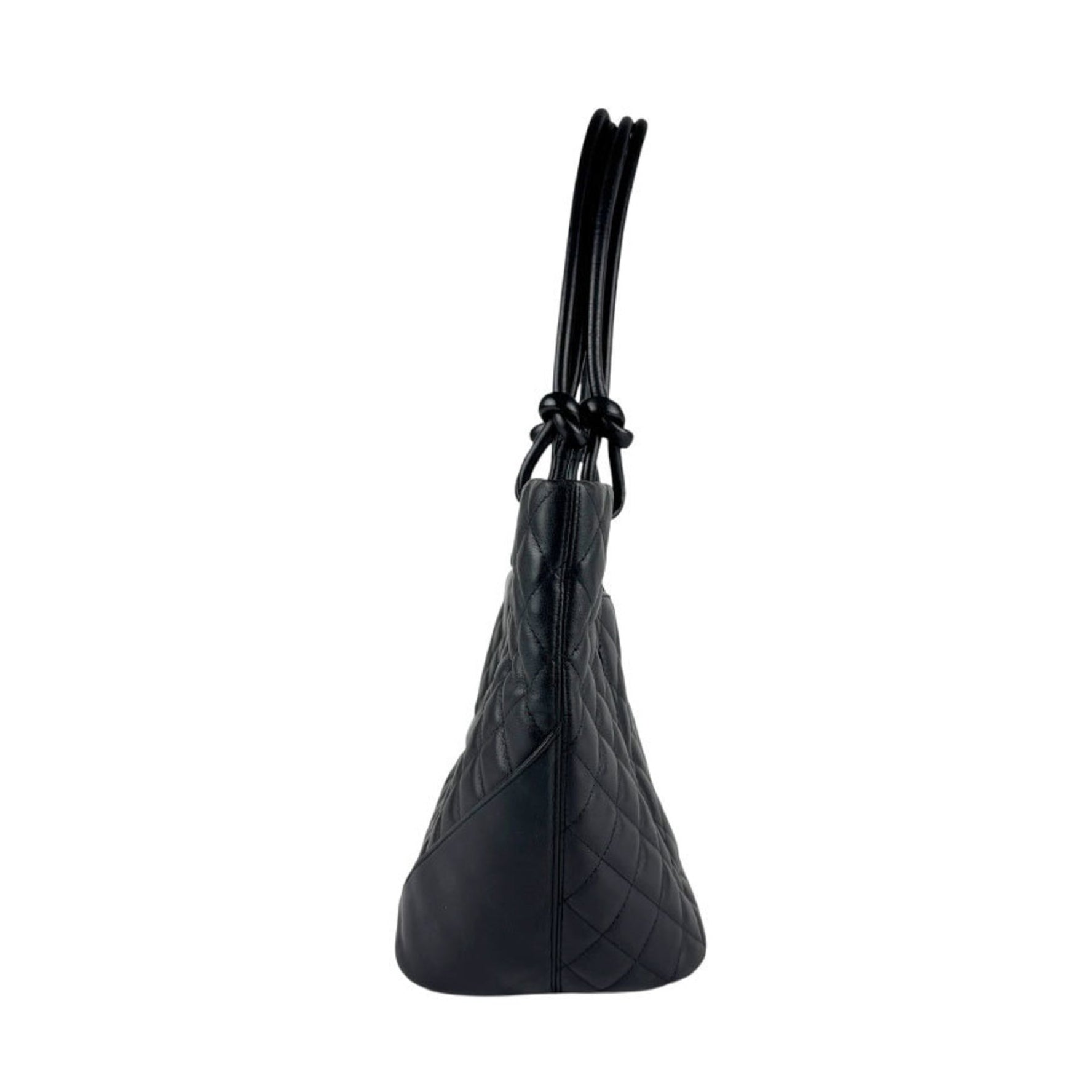 CHANEL Cambon Line Shoulder Bag Tote in Black Patent Leather, Women's z6529