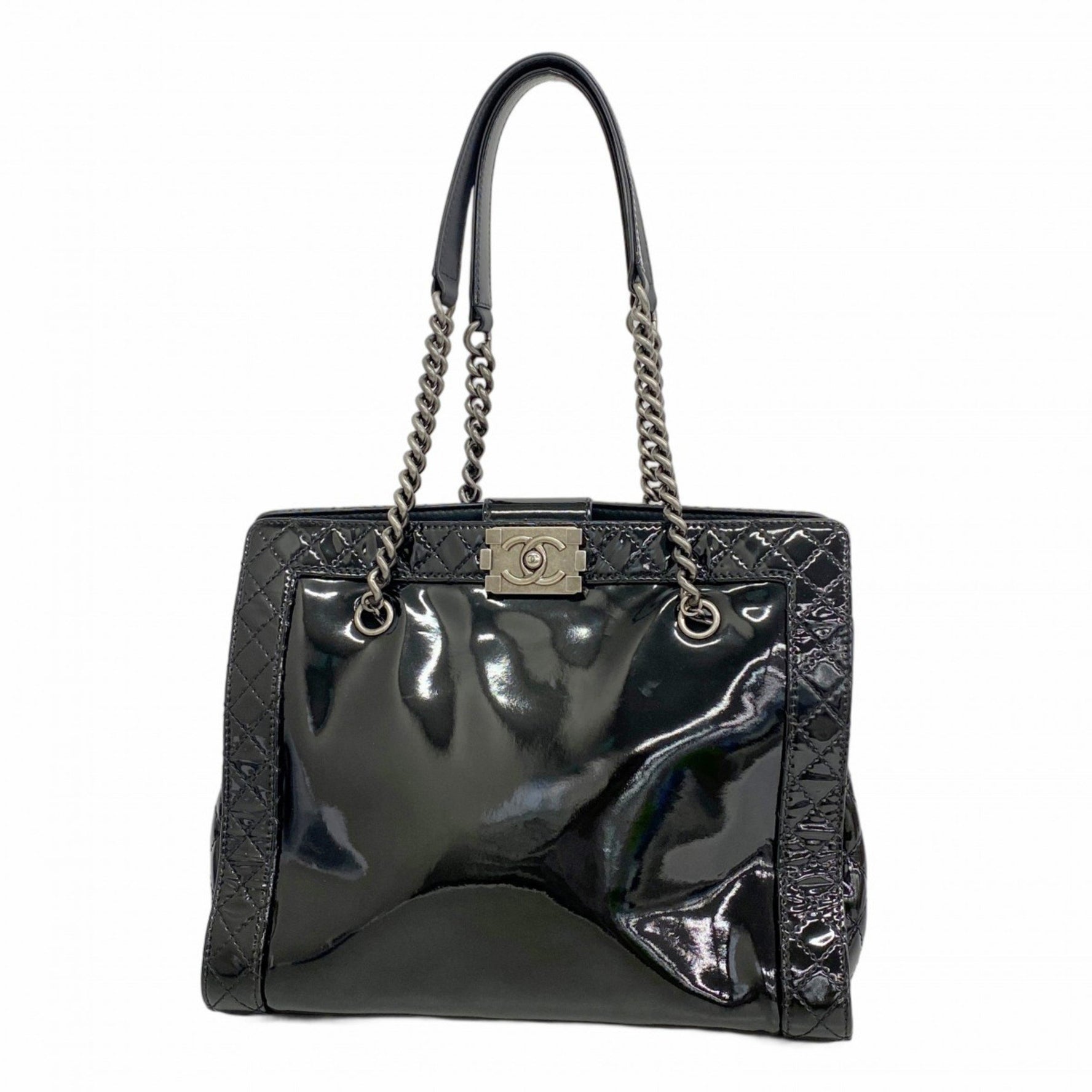 Chanel Boy Shoulder Bag, Chain Patent Leather