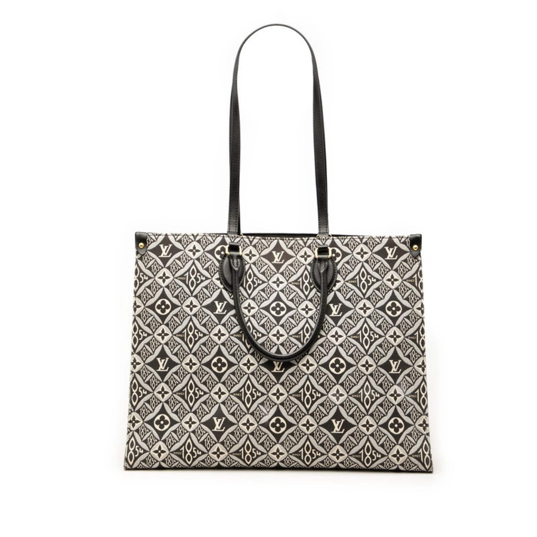 Louis Vuitton Monogram Jacquard On the Go GM Since 1854 Handbag Tote Bag Black and White Canvas Leather LOUIS VUITTON