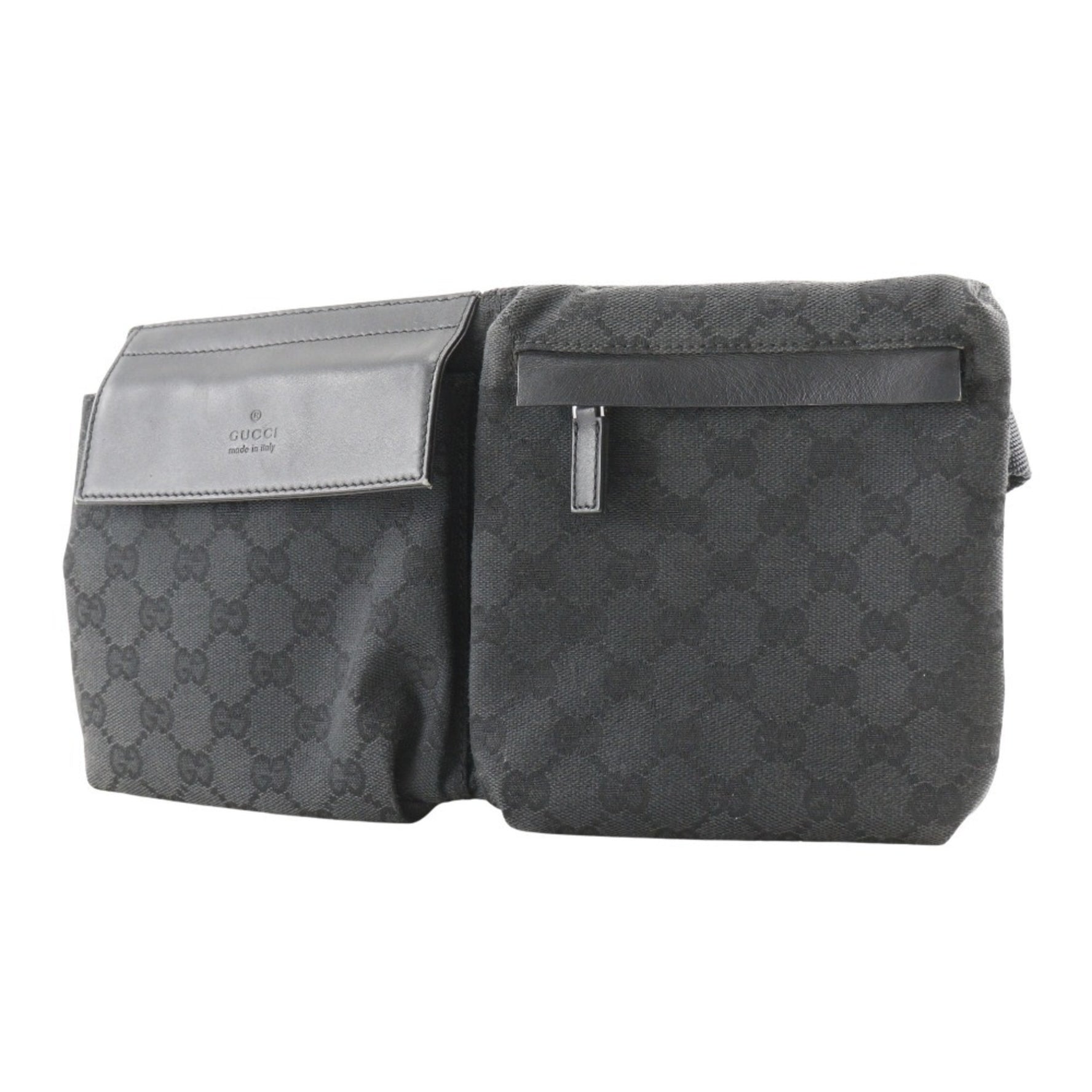 GUCCI Body Bag Waist GG Canvas x Leather Velcro Unisex
