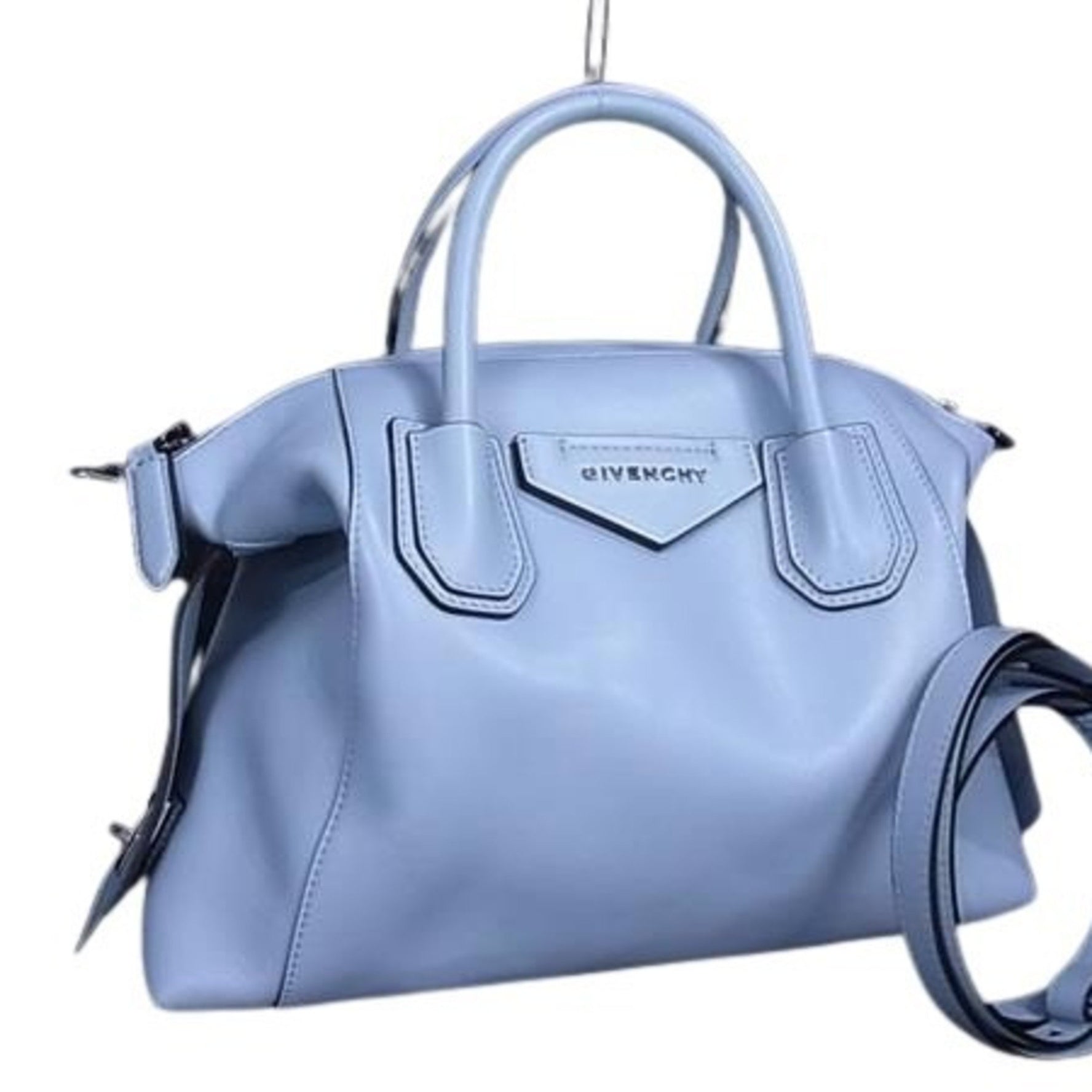 GIVENCHY Antigona Soft Small Handbag in Light Blue Leather