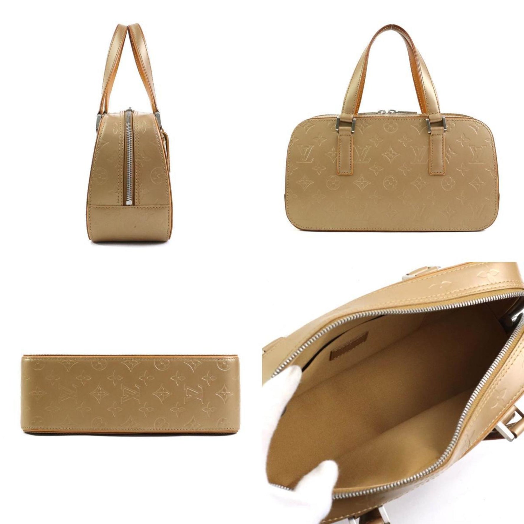 Louis Vuitton Handbag Monogram Matte Shelton Gold Brown Silver