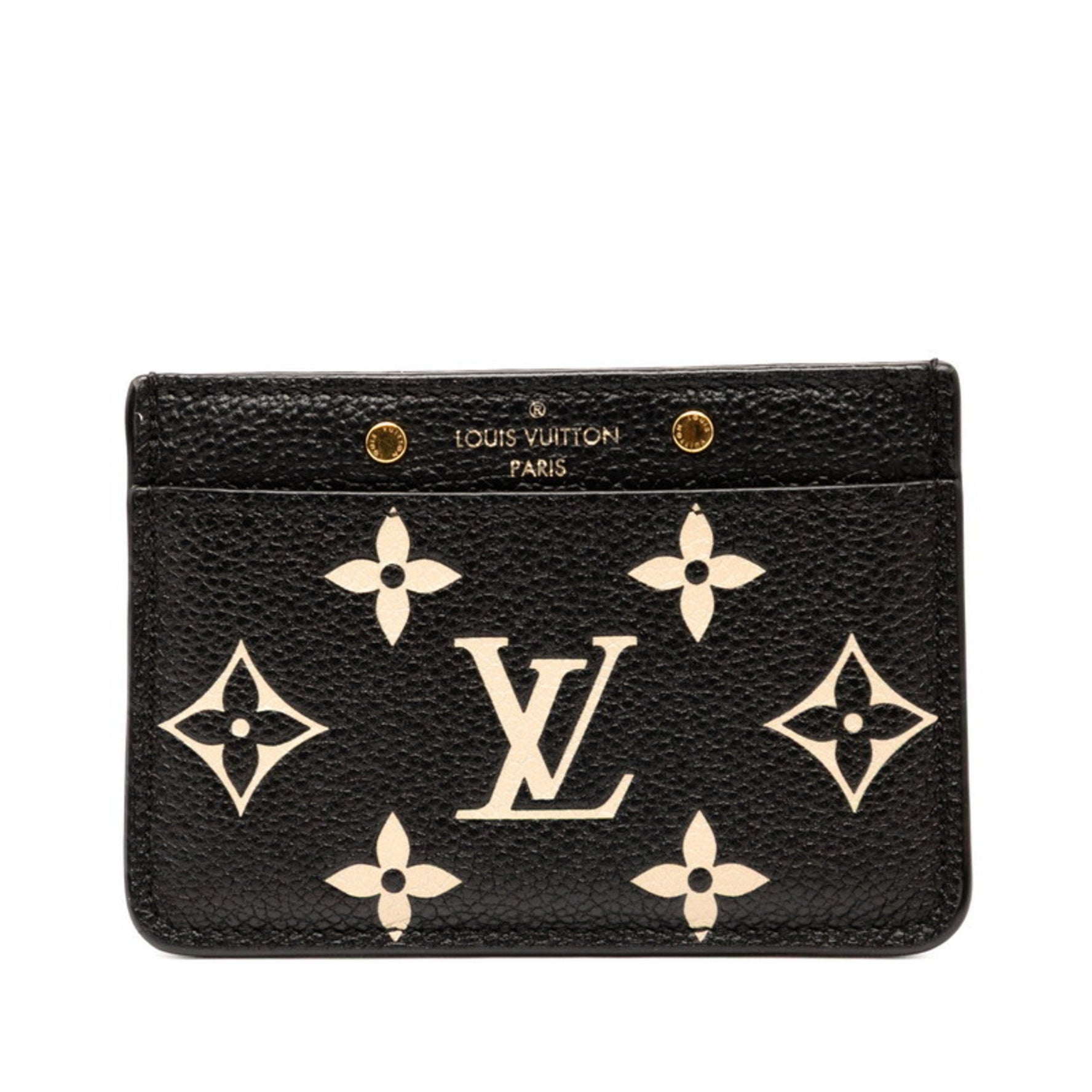 Louis Vuitton Two-Tone Monogram Empreinte Porte Carte Sample Business Card Case Black Beige Leather LOUIS VUITTON