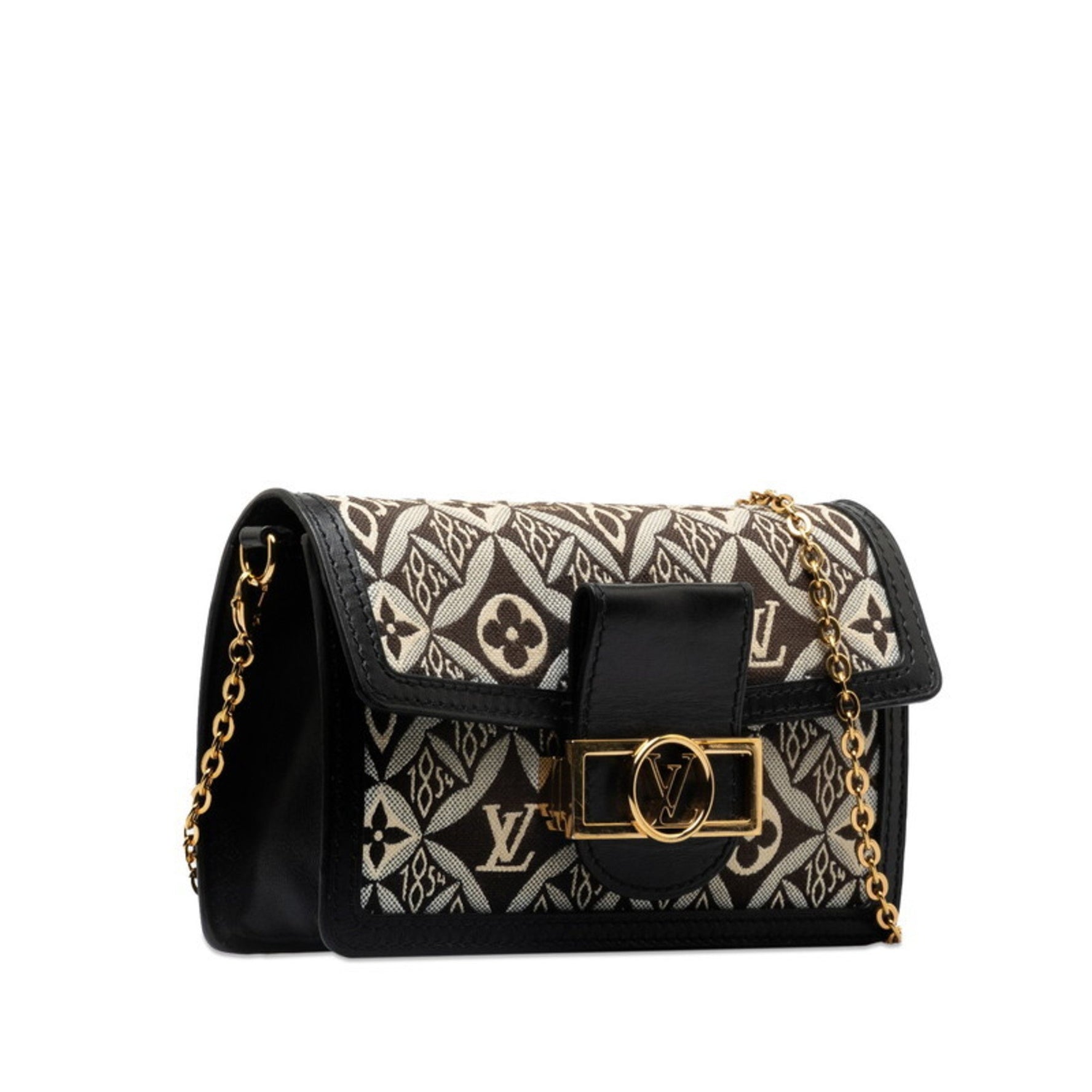 Louis Vuitton Monogram Portefeuille Dauphine SINCE 1854 Chain Shoulder Bag Noir Black Leather Jacquard