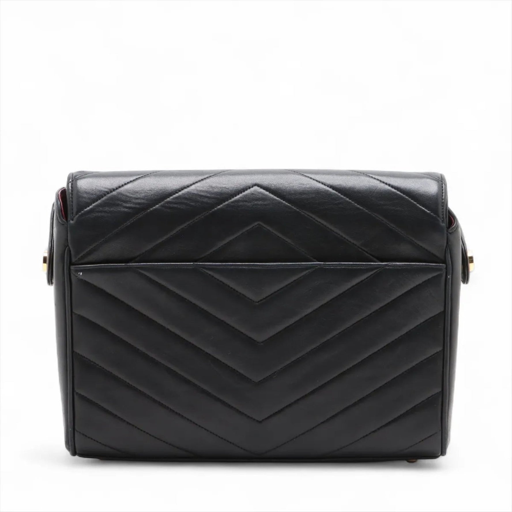 Chanel V-Stitch Chevron Lambskin Leather Shoulder Bag, Genuine Leather, Black, Women's