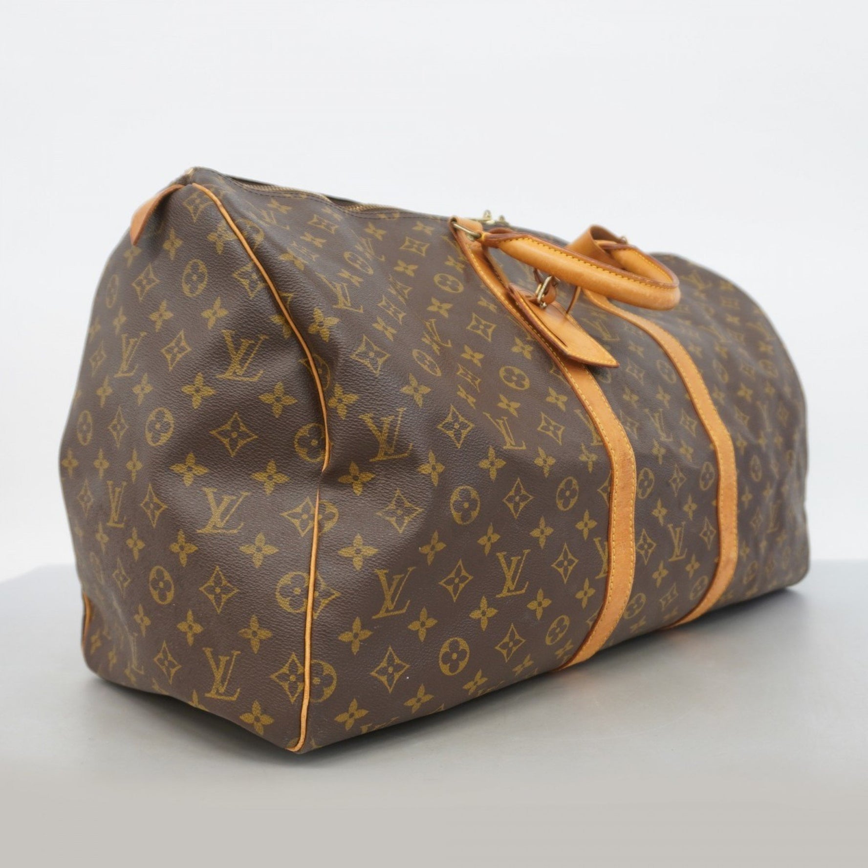 Louis Vuitton Monogram Keepall 55 Boston Bag Brown Men's and Women's