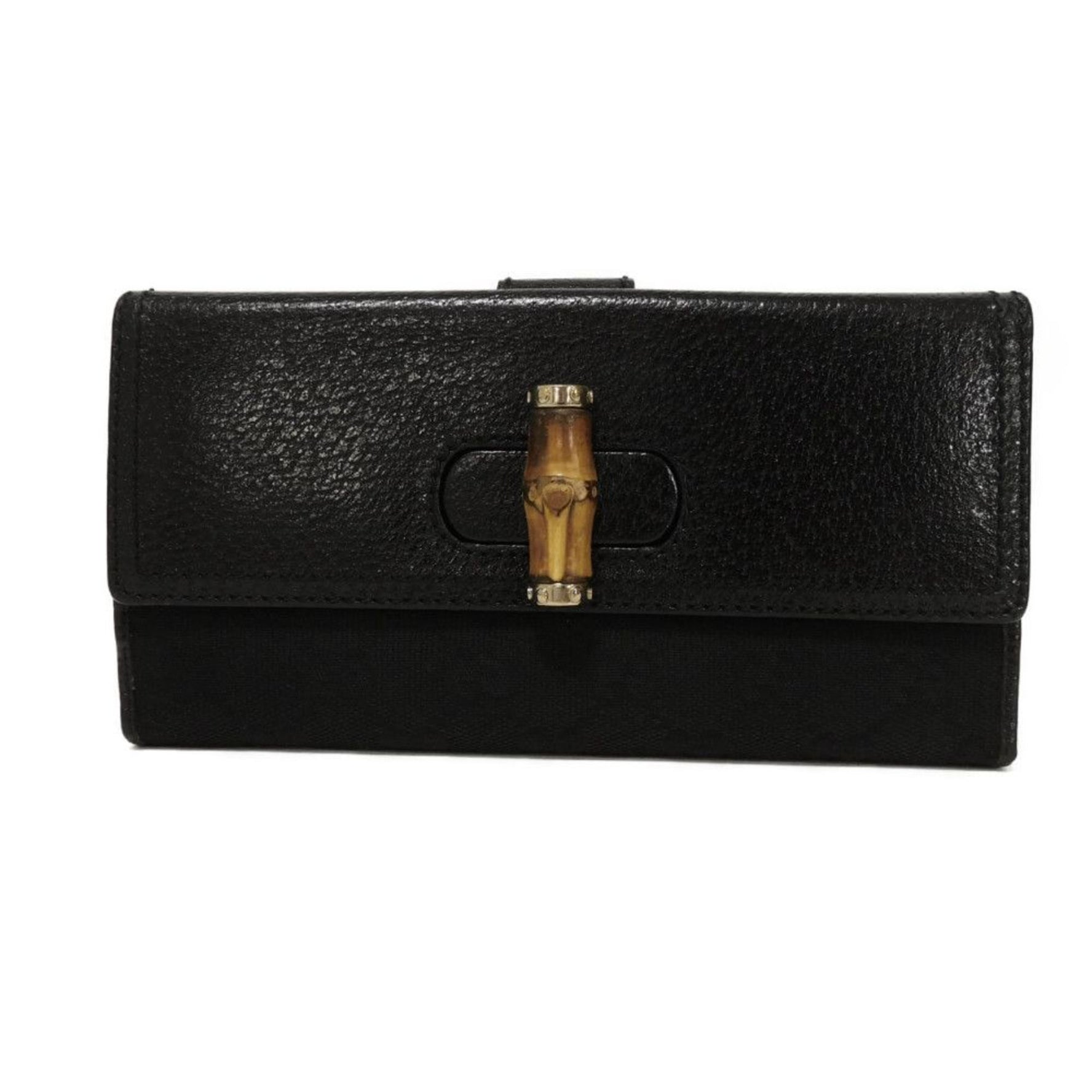 GUCCI Long Wallet Bamboo Turnlock Continental Flap GG Canvas Men's