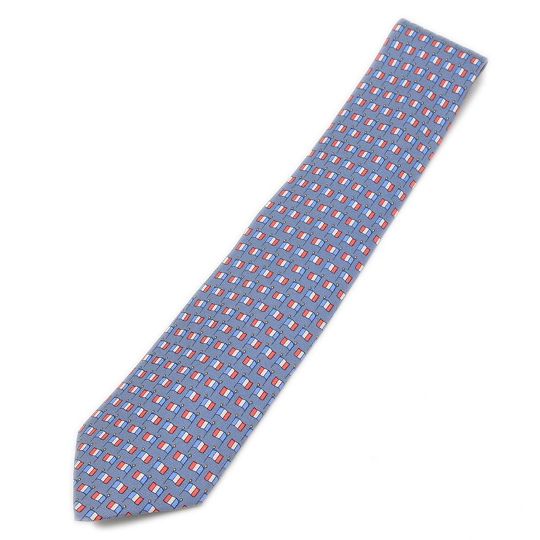 Hermes tie French flag blue silk