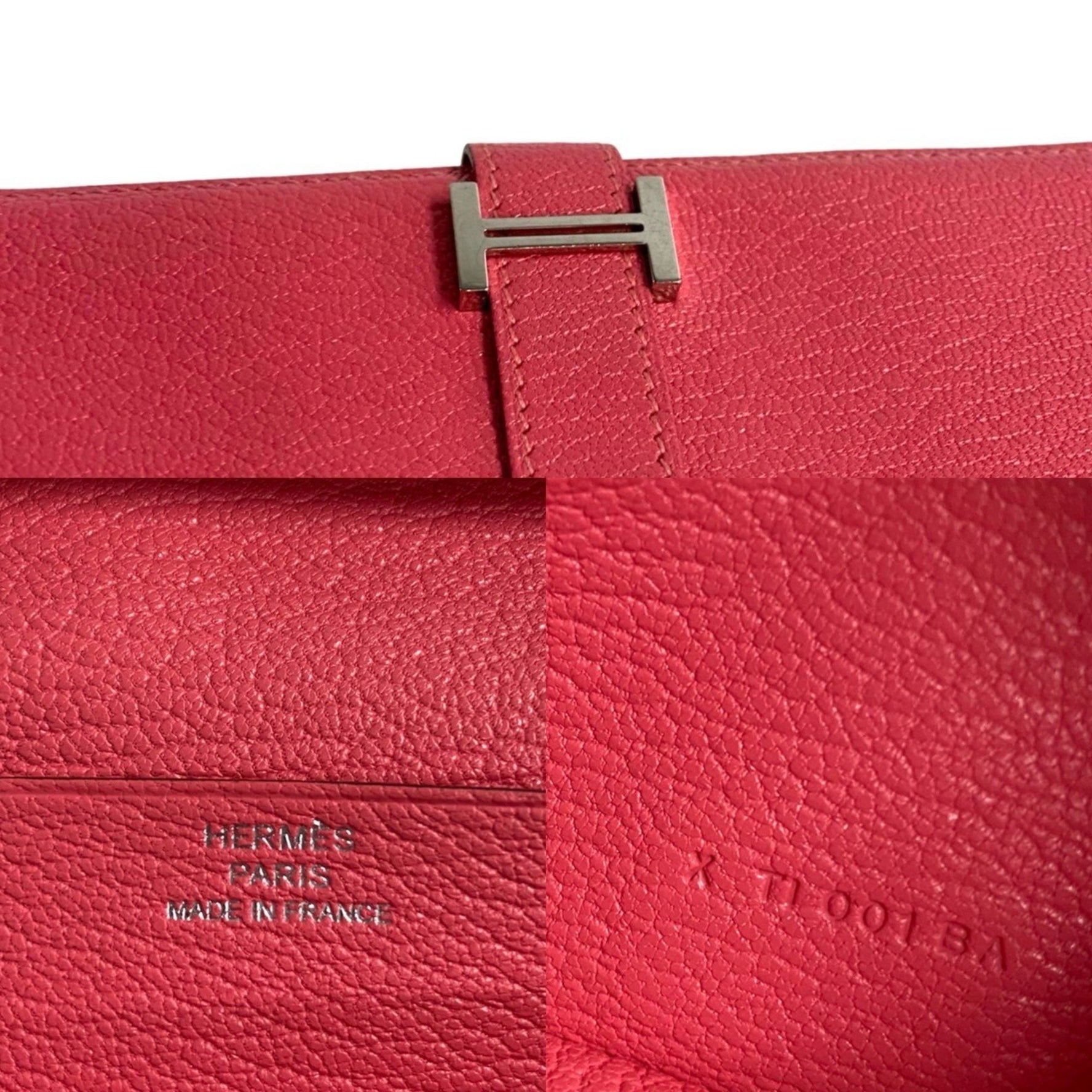 HERMES Bearn Souffle Leather Chevre Bifold Long Wallet with Bill Compartment