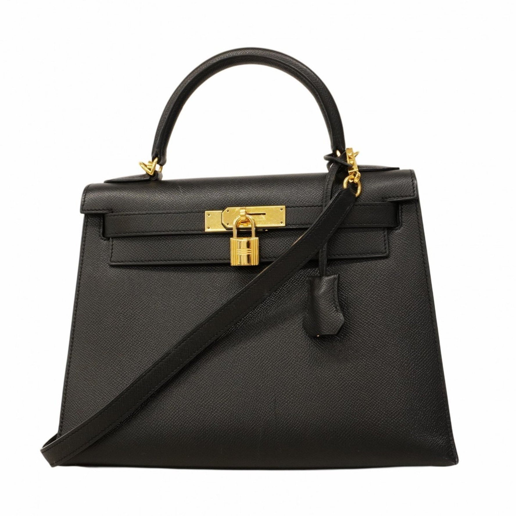 Hermes Hermès Kelly 28 Handbag, Epsom, Black, M Stamp, Women's