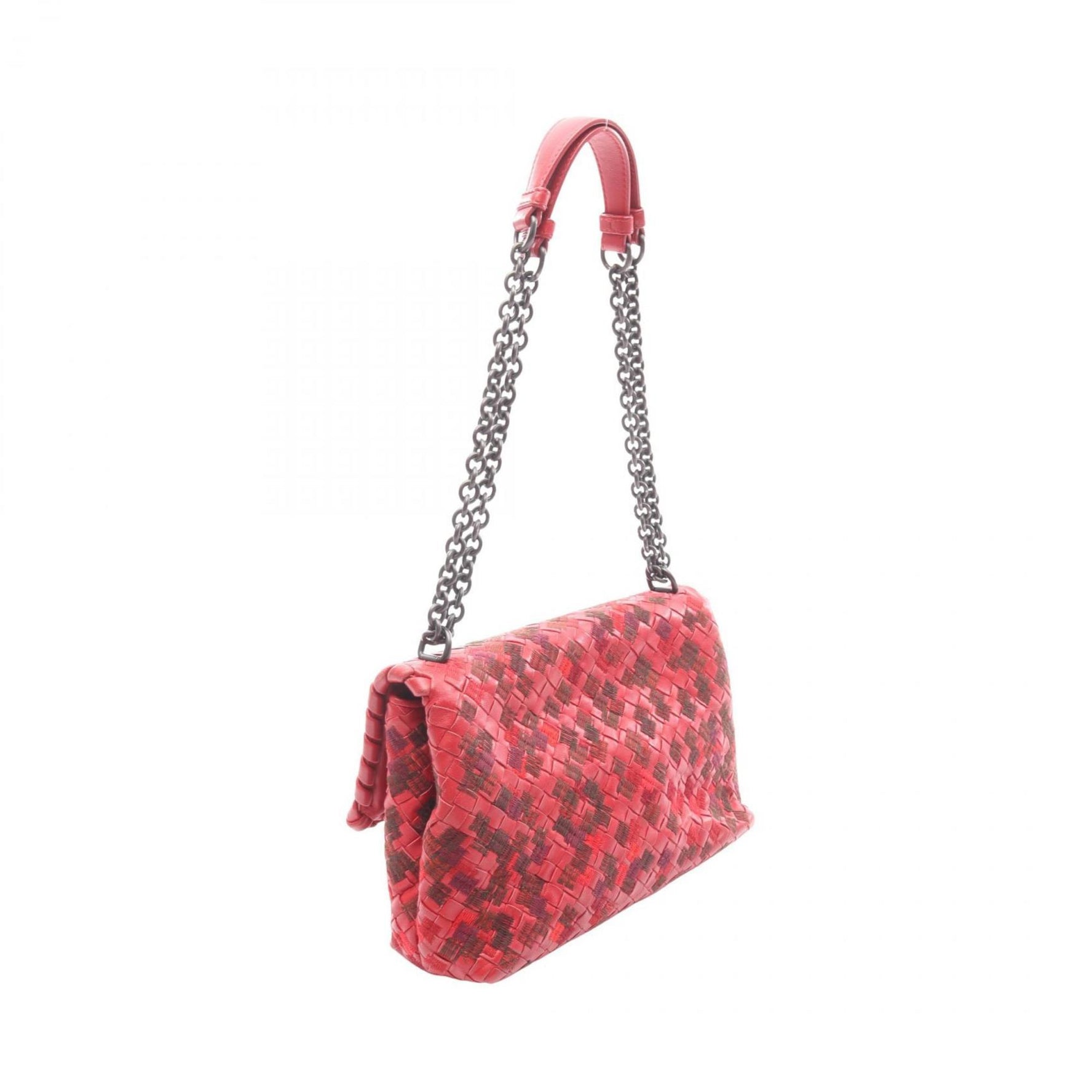 Bottega Veneta Intrecciato Leather Shoulder Bag, Red