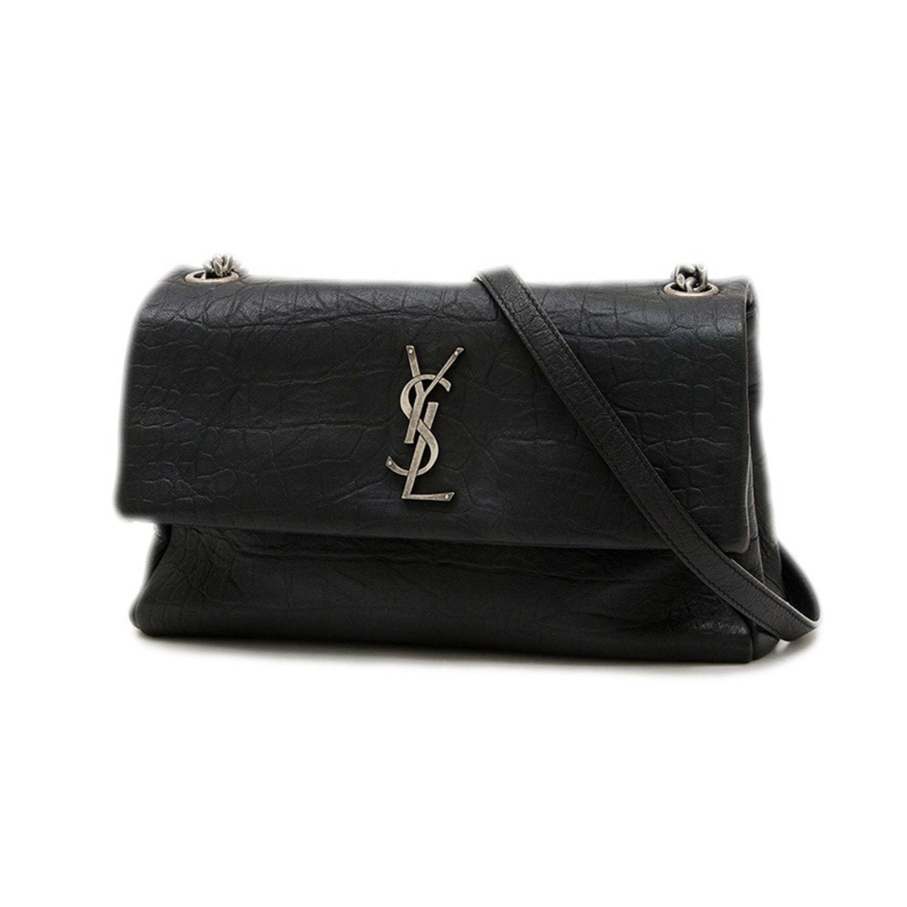 Saint Laurent Paris West Hollywood Shoulder Bag Leather Black Silver Hardware BP