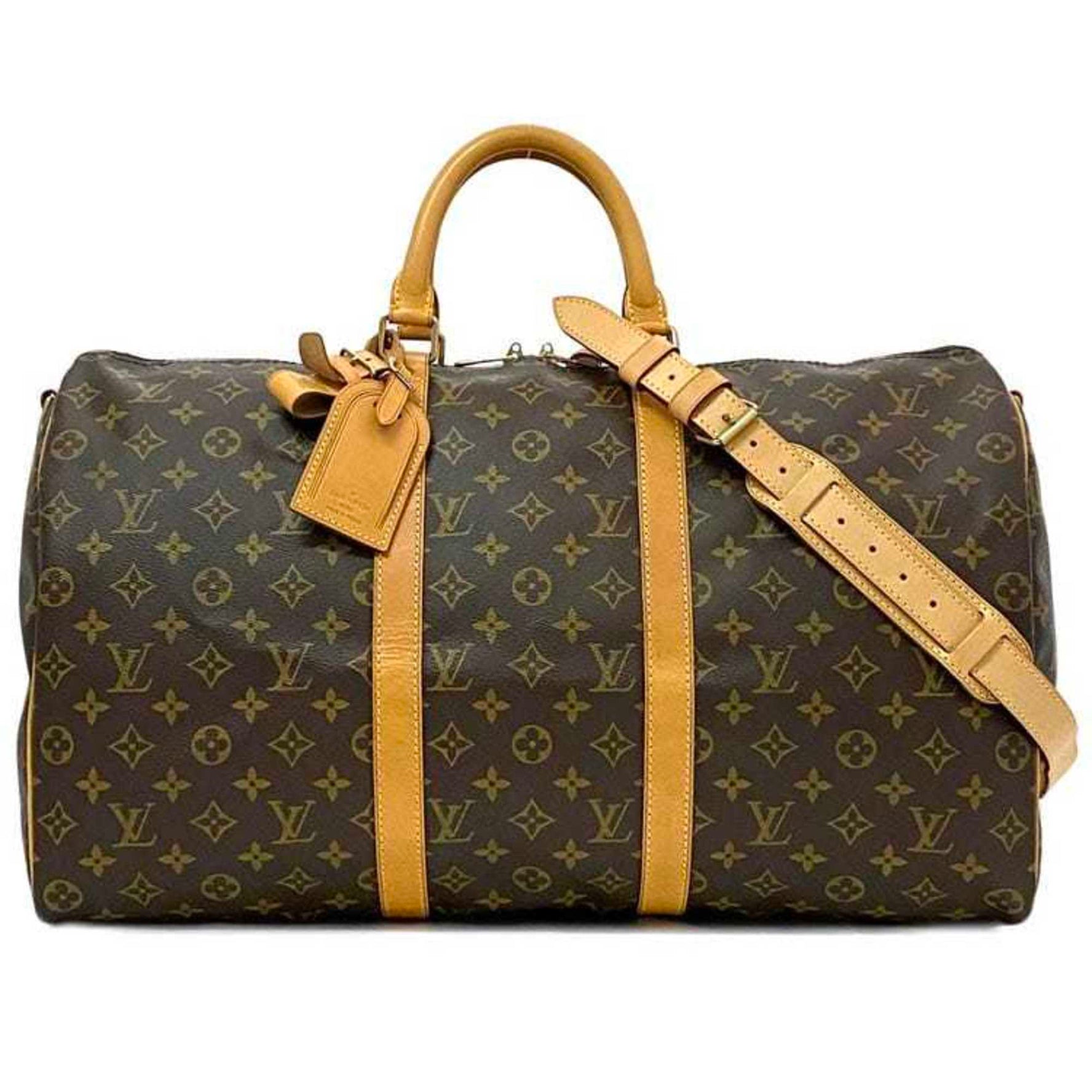 Louis Vuitton Boston Bag Keepall 50 Bandouliere ec-22052 Brown Beige Monogram M41416 Canvas Tanned Leather TH1925 LOUIS VUITTON Item