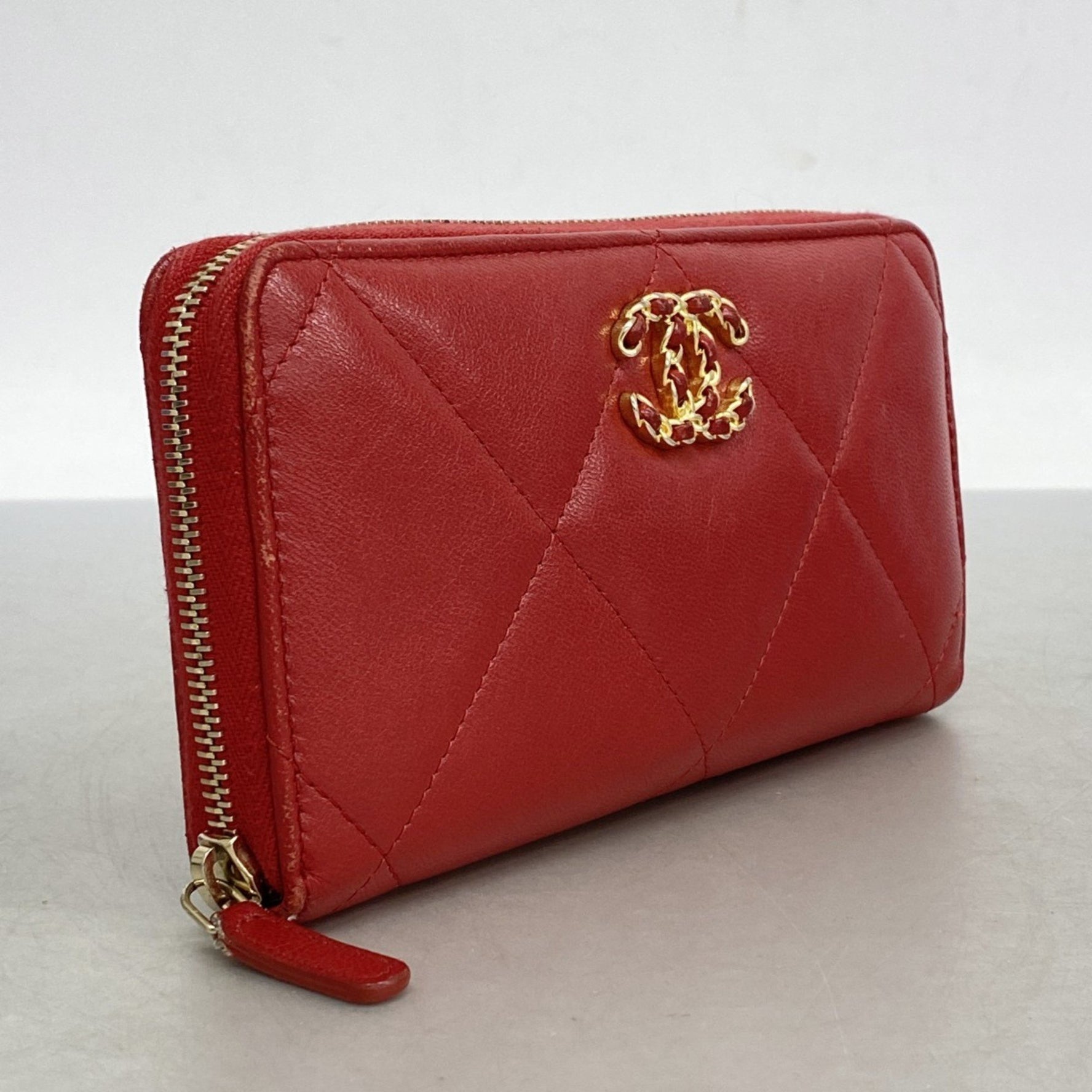 Chanel Long Wallet 19 Lambskin Red