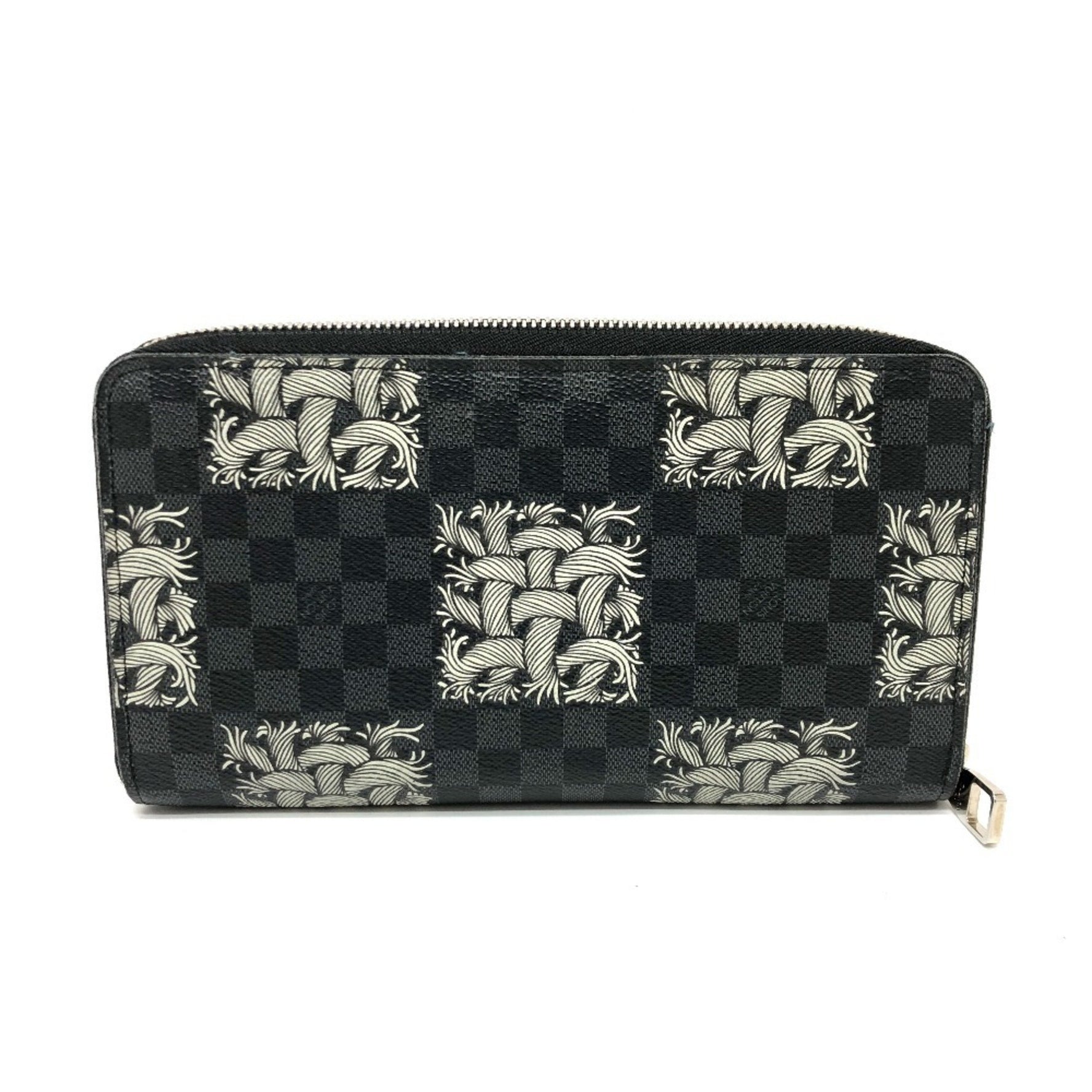 LOUIS VUITTON N61214 Graphite Christopher Nemeth Zippy Organizer Long Wallet in Damier Canvas, Men's, Black