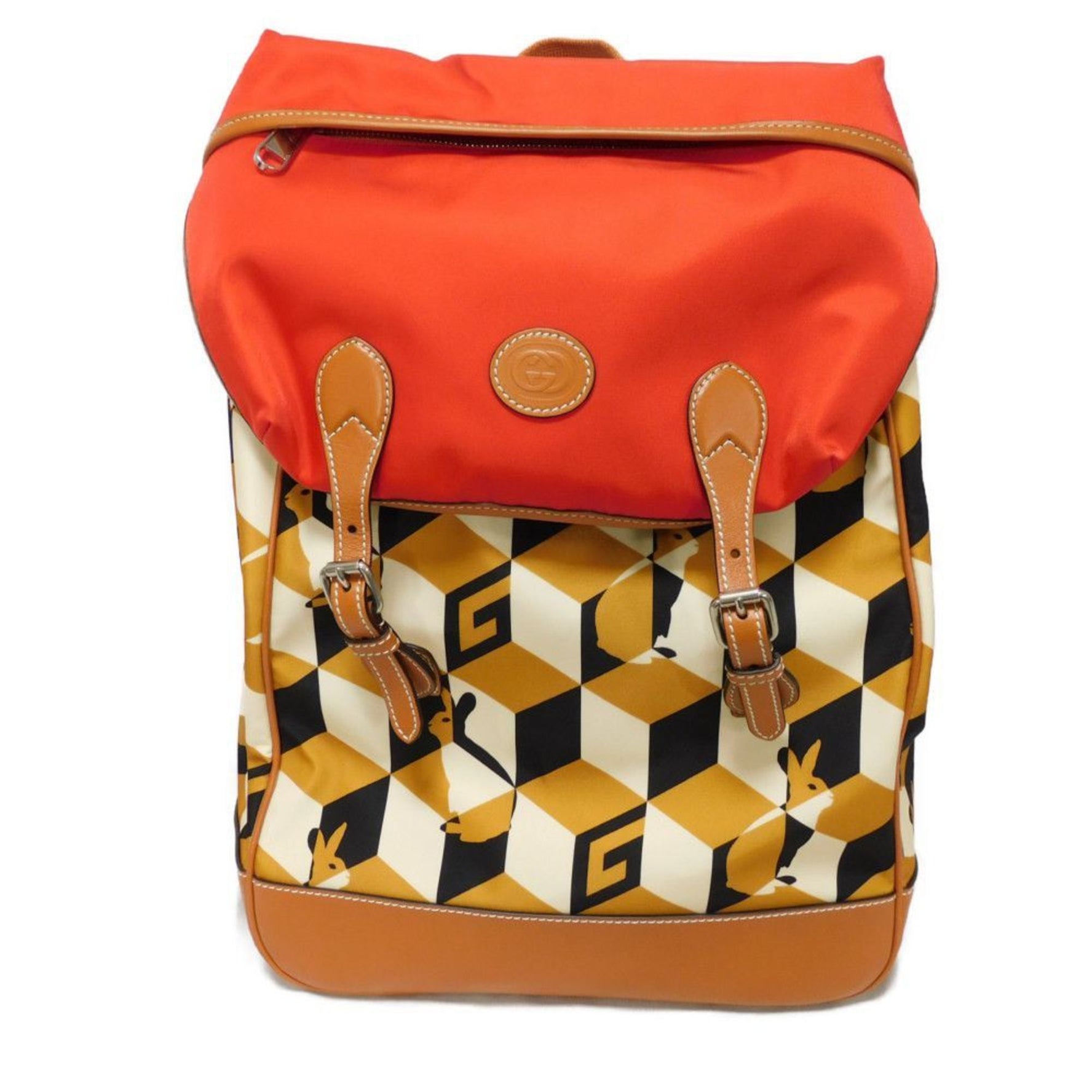 Gucci Rucksack Backpack Rabbit Nylon Daypack G Red Interlocking Brown Bag