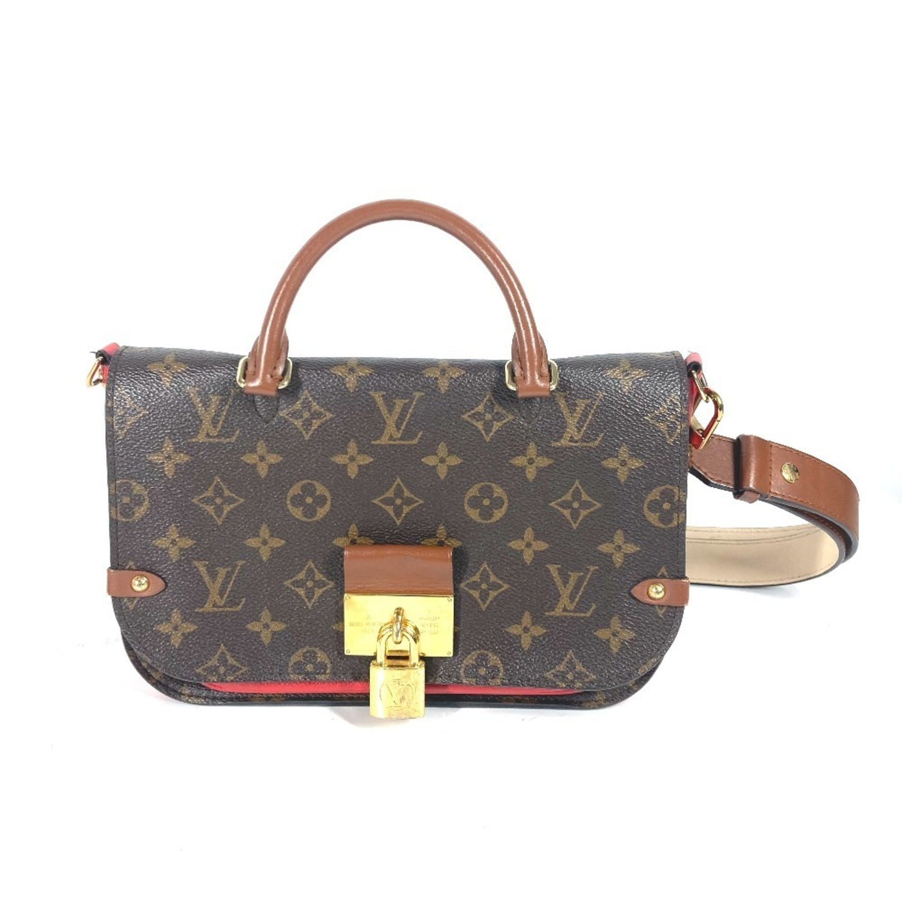Louis Vuitton Monogram Vaugirard PM Tote Bag Shoulder Handbag Canvas Coquelicot Brown