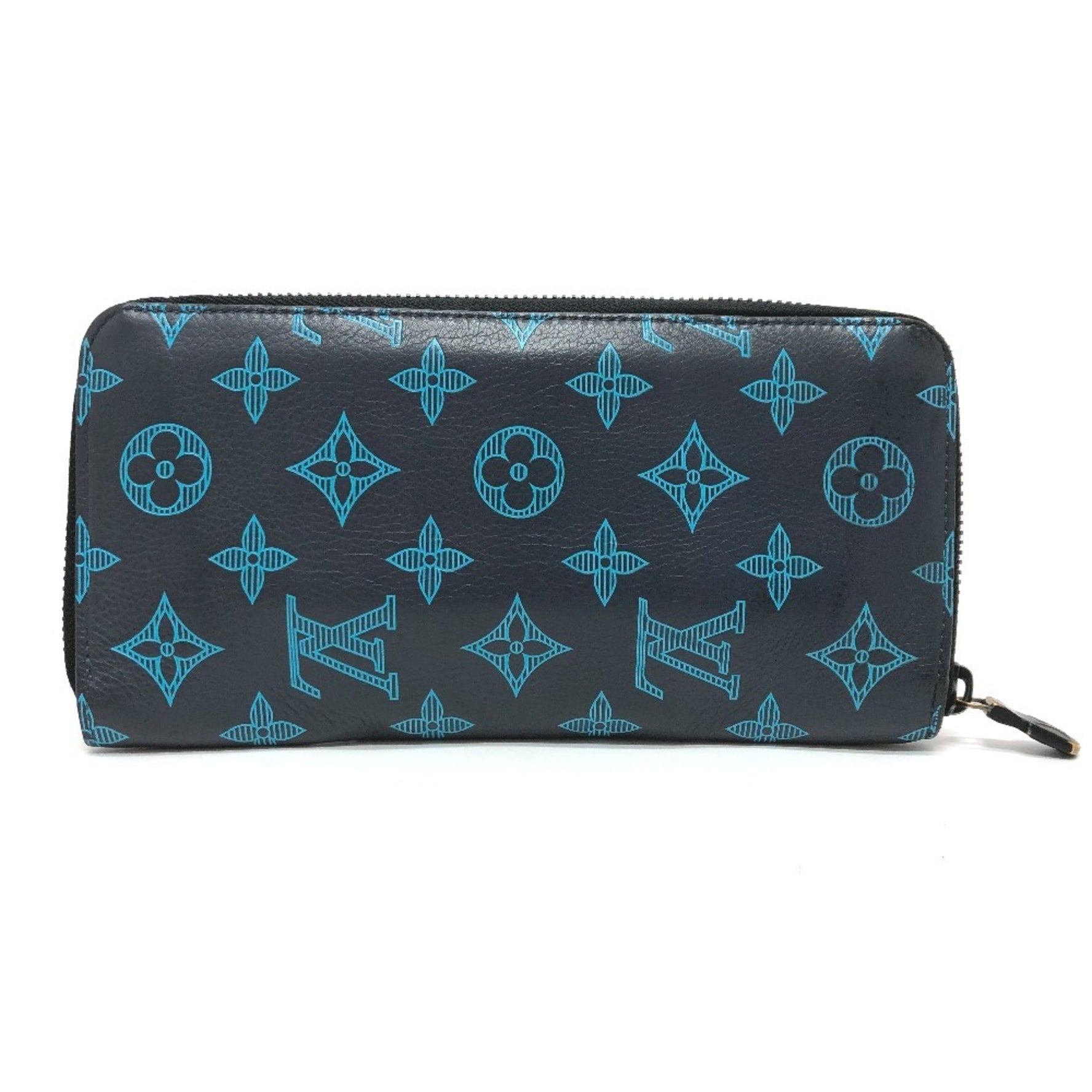 LOUIS VUITTON M82322 Monogram Shadow Zippy Wallet Vertical Long in Leather, Men's Navy